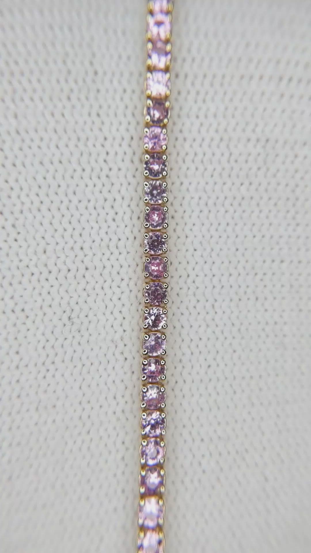 3.47&nbsp;Ct.Tw.Total Carat Weight Pink Sapphire Tennis/Line Bracelet, 14K Yellow Gold Size Video