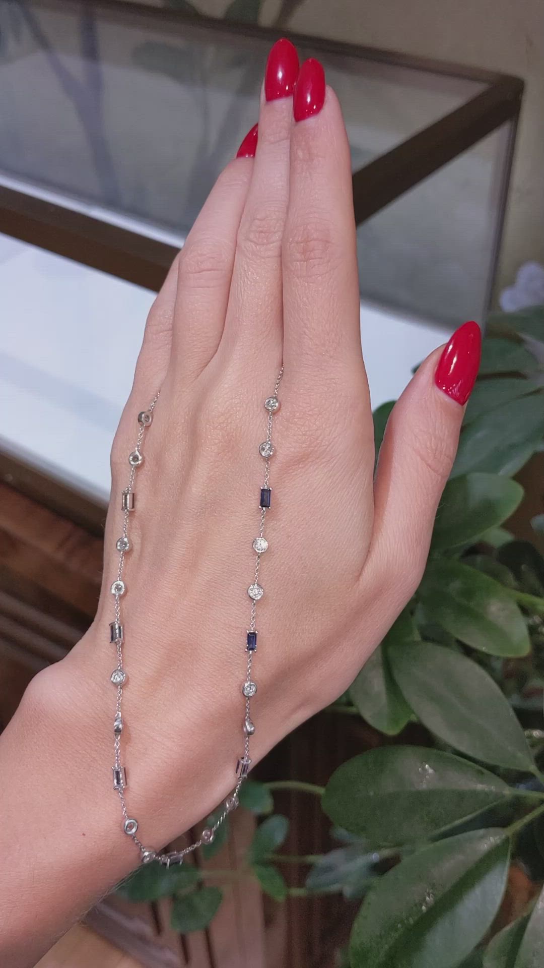 1.46 Ct. Blue Sapphire and Natural Diamond Bezel Necklace, 14K White Gold Size Video