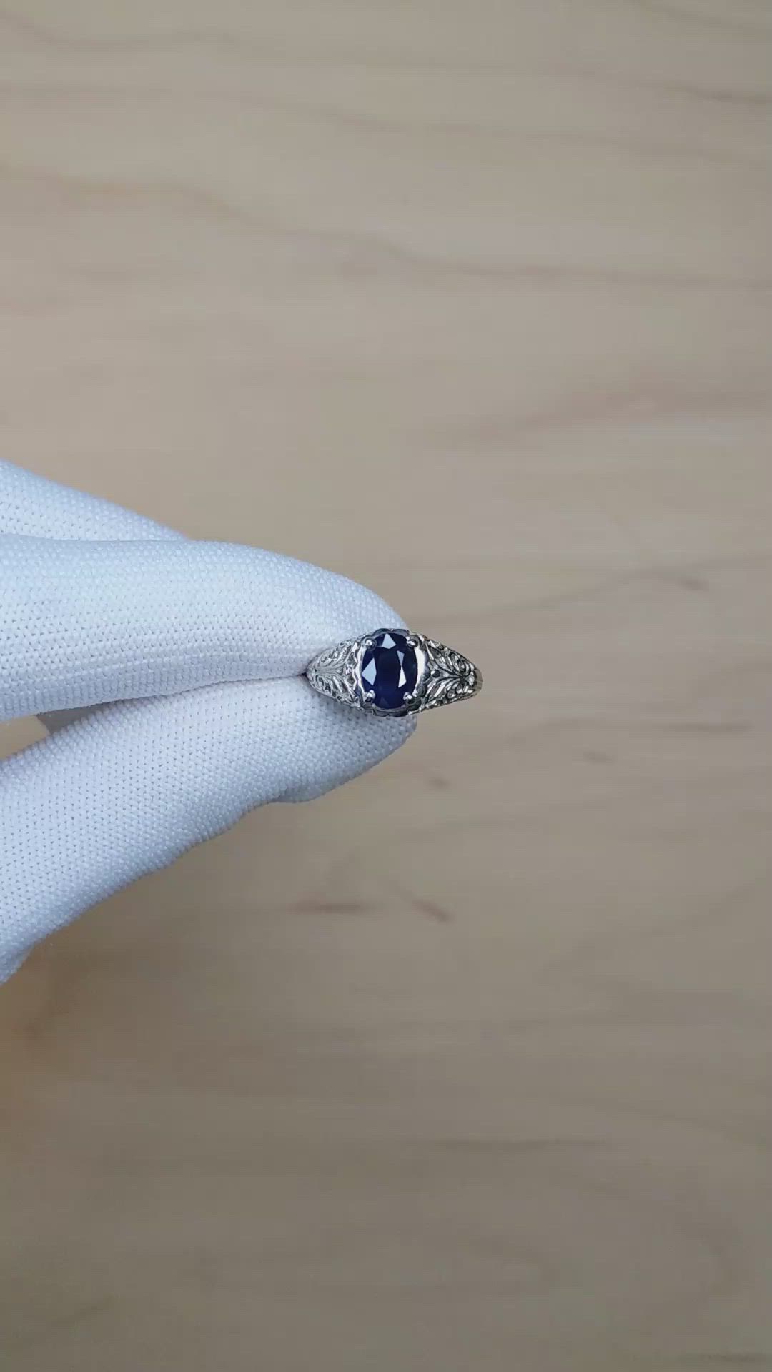 1.80 Ct. Blue Sapphire Antique Style Ring, Platinum 950 Size Video