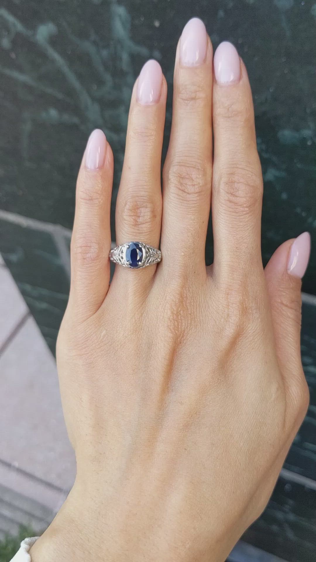 1.80 Ct. Blue Sapphire Antique Style Ring, Platinum 950 Size Video