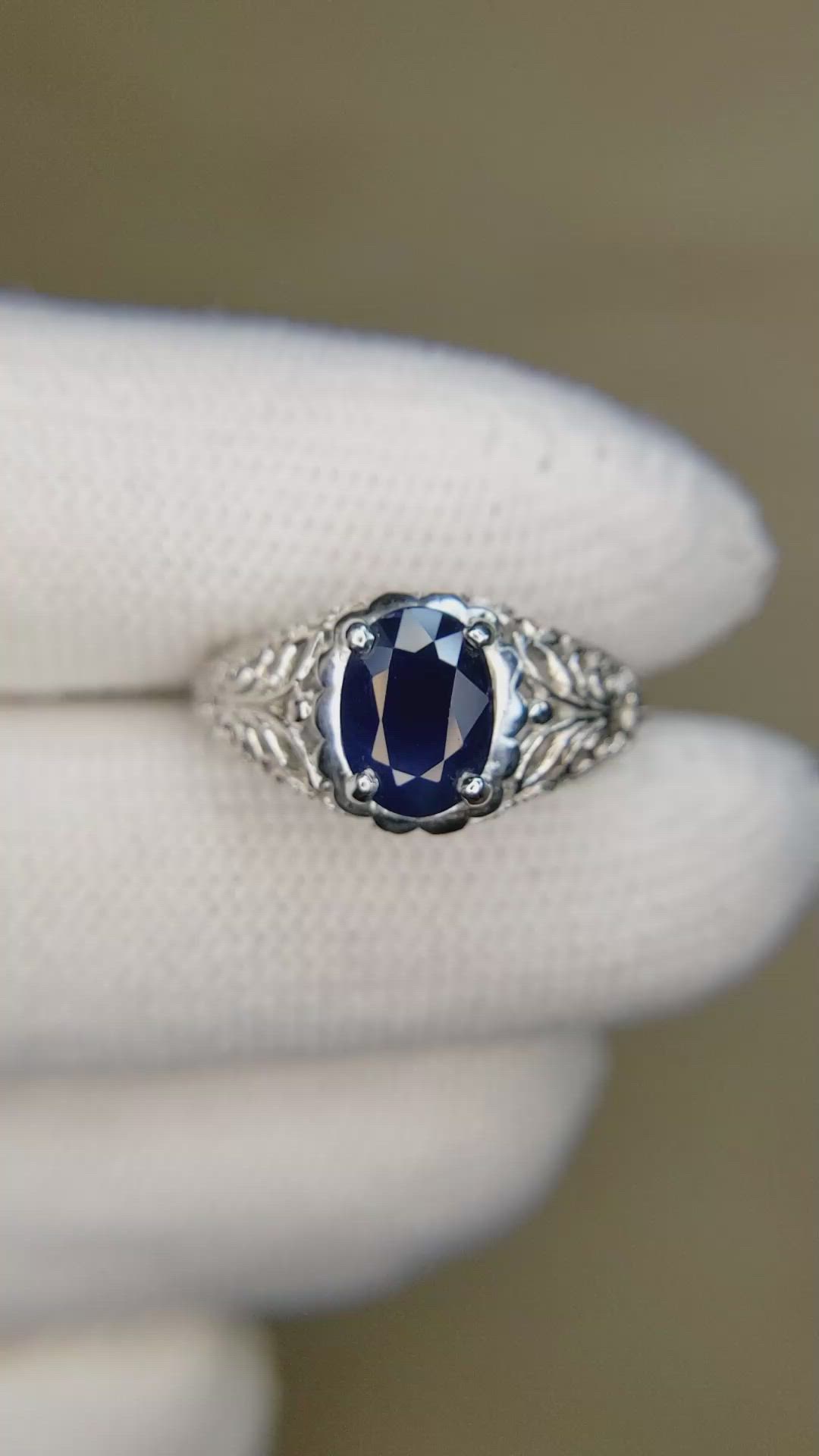 1.80 Ct. Blue Sapphire Antique Style Ring, Platinum 950 Size Video
