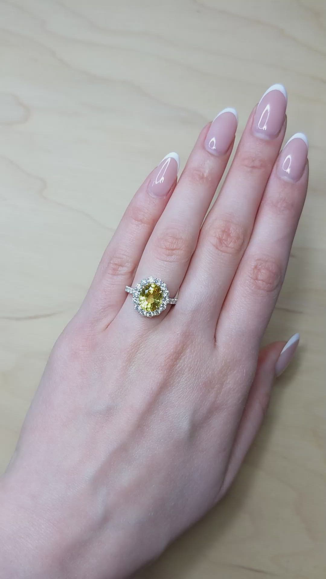 4.11 Ct. Yellow Sapphire and Natural Diamond Pave Ring, 18K White & Yellow Size Video