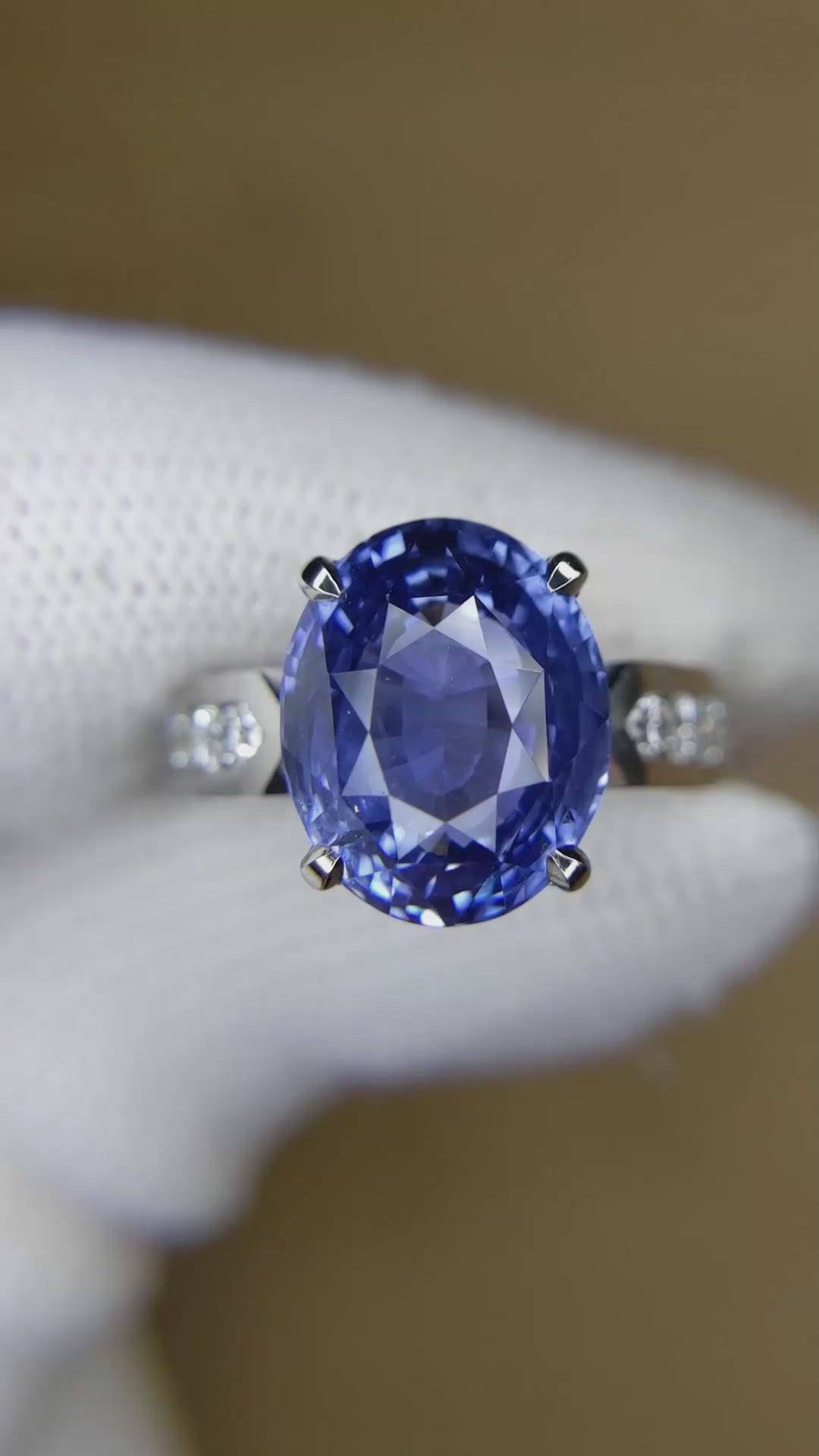 9.19 Ct. Blue Sapphire and Natural Diamond Pave Ring, Platinum 950 Size Video