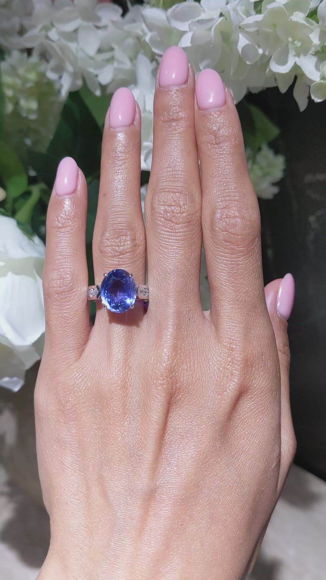 9.19 Ct. Blue Sapphire and Natural Diamond Pave Ring, Platinum 950 Size Video