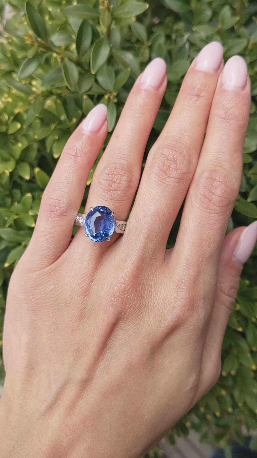 9.19 Ct. Blue Sapphire and Natural Diamond Pave Ring, Platinum 950 Size Video