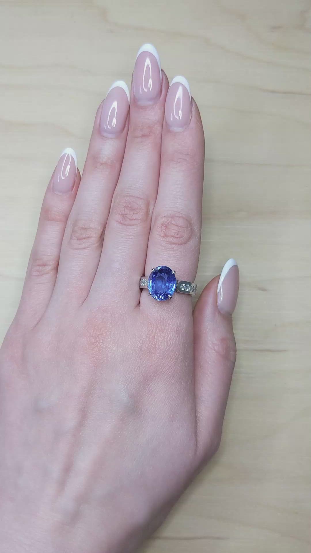 9.19 Ct. Blue Sapphire and Natural Diamond Pave Ring, Platinum 950 Size Video