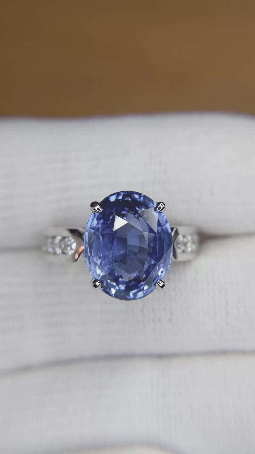 9.19 Ct. Blue Sapphire and Natural Diamond Pave Ring, Platinum 950 Size Video