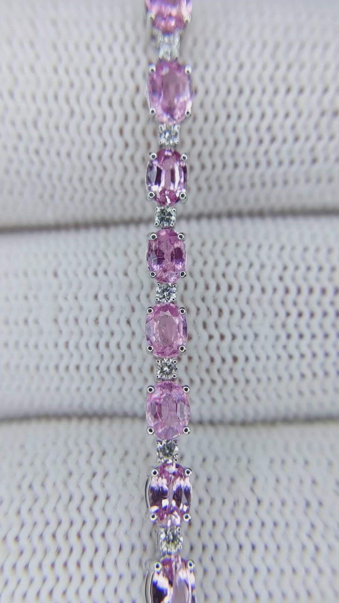 5.64&nbsp;Ct.Tw.Total Carat Weight Pink Sapphire and Natural Diamond Tennis/Line Bracelet, 14K White Gold Size Video