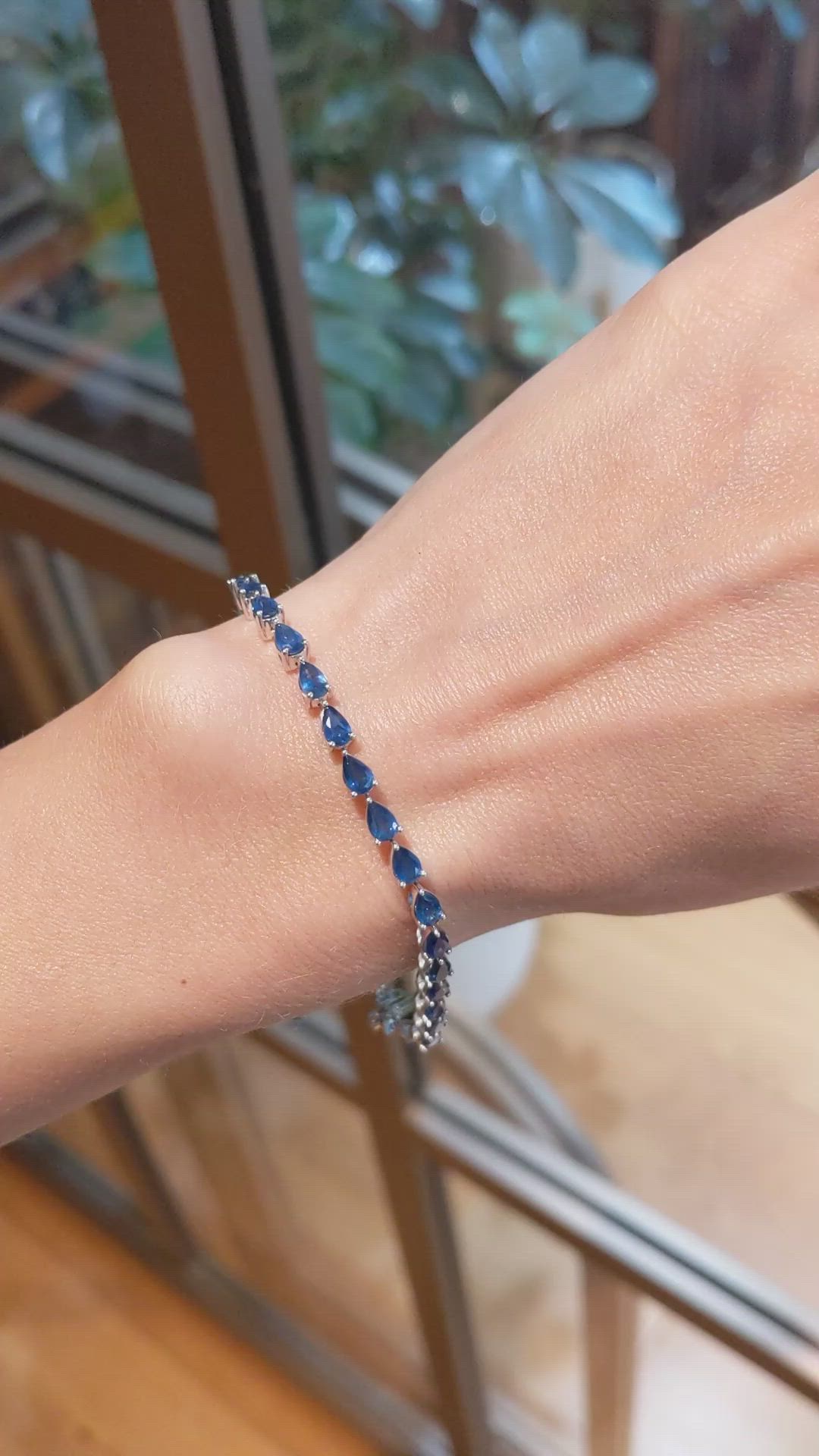 8.18 Ct.Tw.Total Carat Weight Blue Sapphire Tennis/Line Bracelet, 14K White Gold Size Video