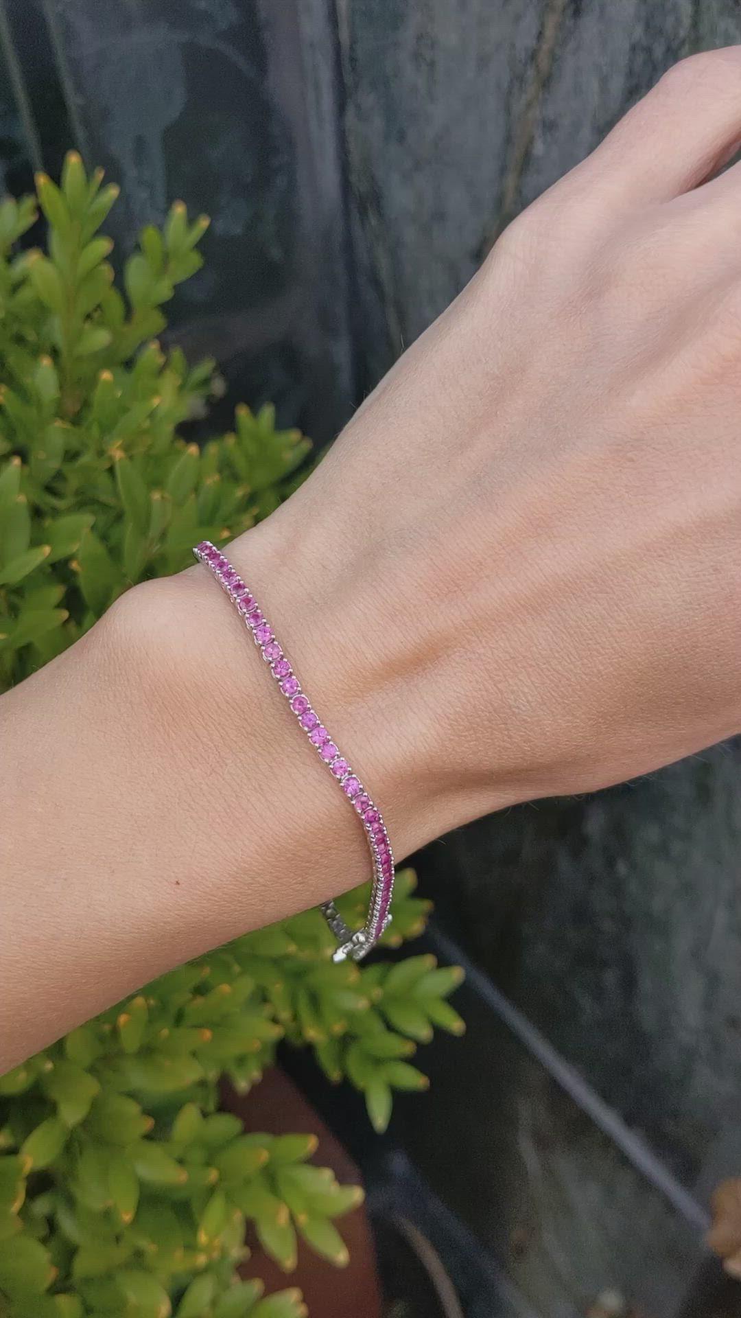 3.47 Ct.Tw.Total Carat Weight Pink Sapphire Tennis/Line Bracelet, 14K White Gold Size Video