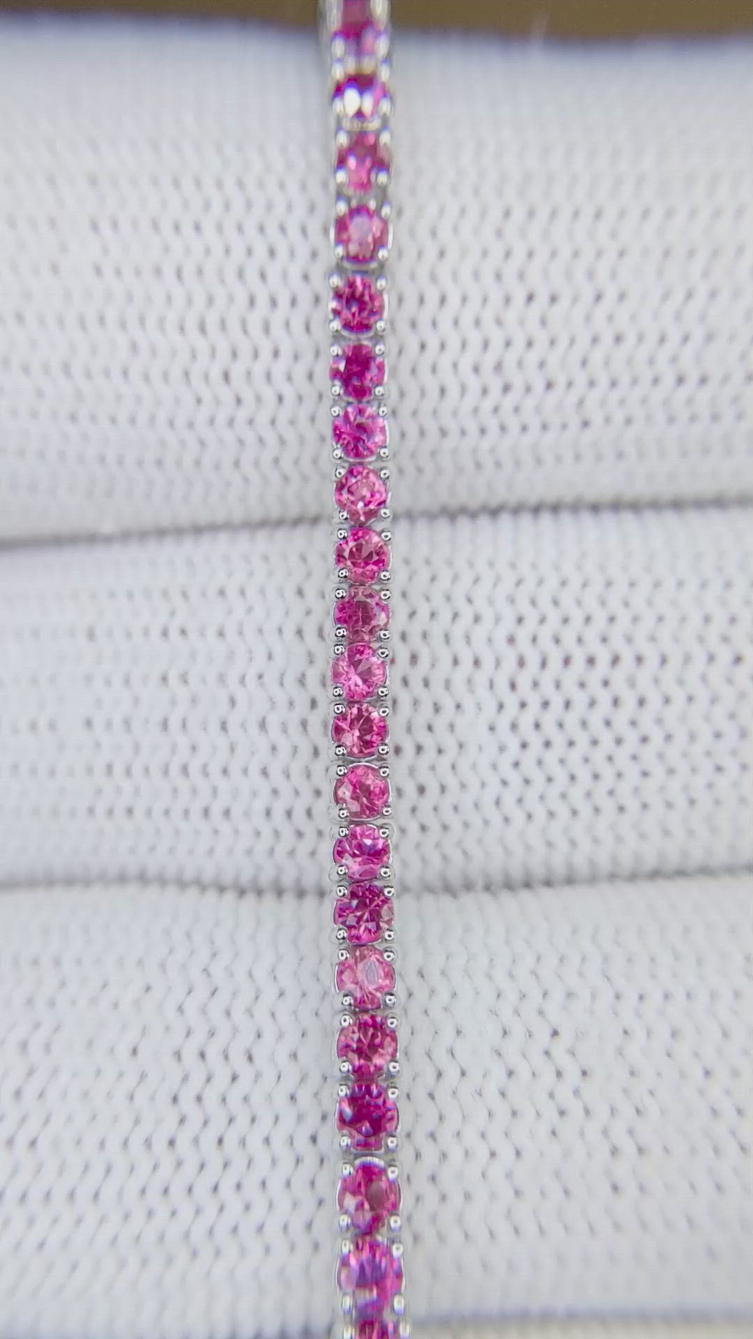 3.47 Ct.Tw.Total Carat Weight Pink Sapphire Tennis/Line Bracelet, 14K White Gold Size Video