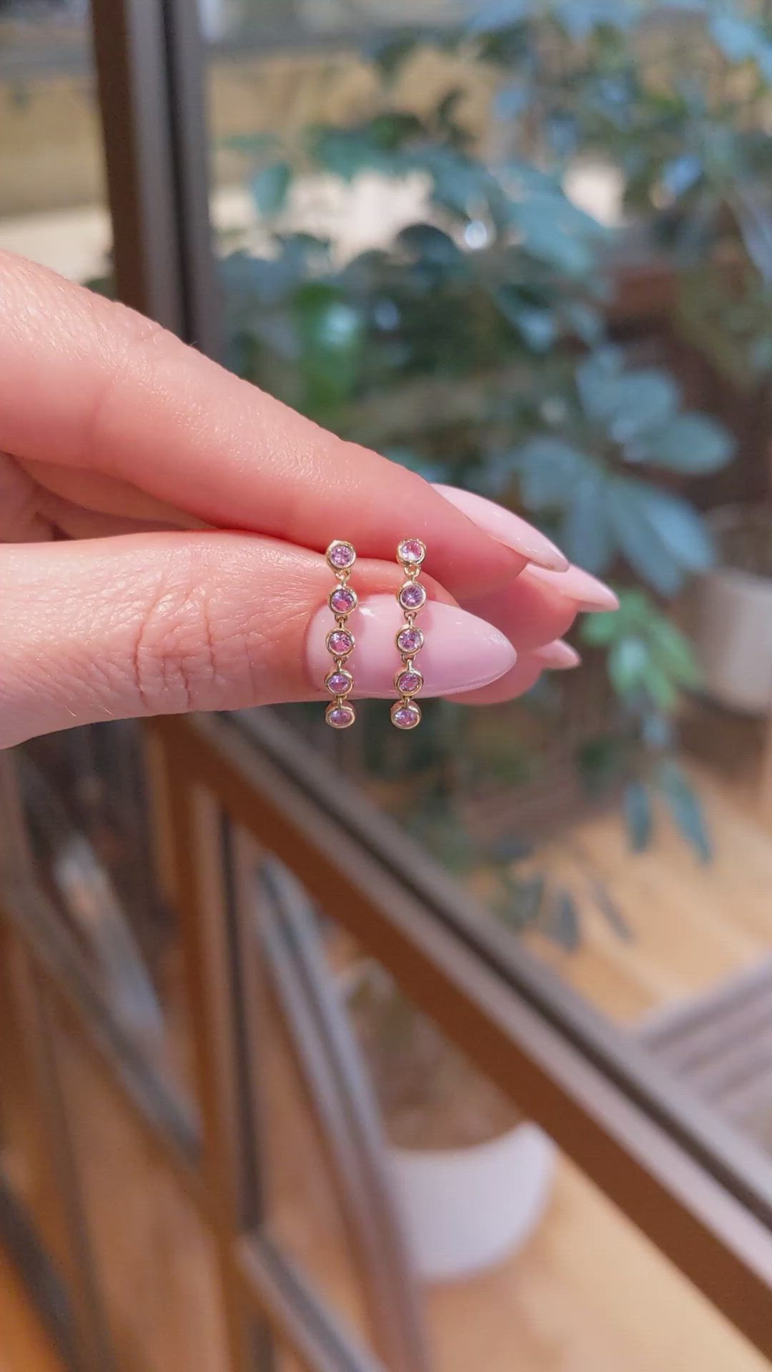 1.68&nbsp;Ct.Tw.Total Carat Weight Pink Sapphire Hoops Earrings, 14K Yellow Gold Size Video