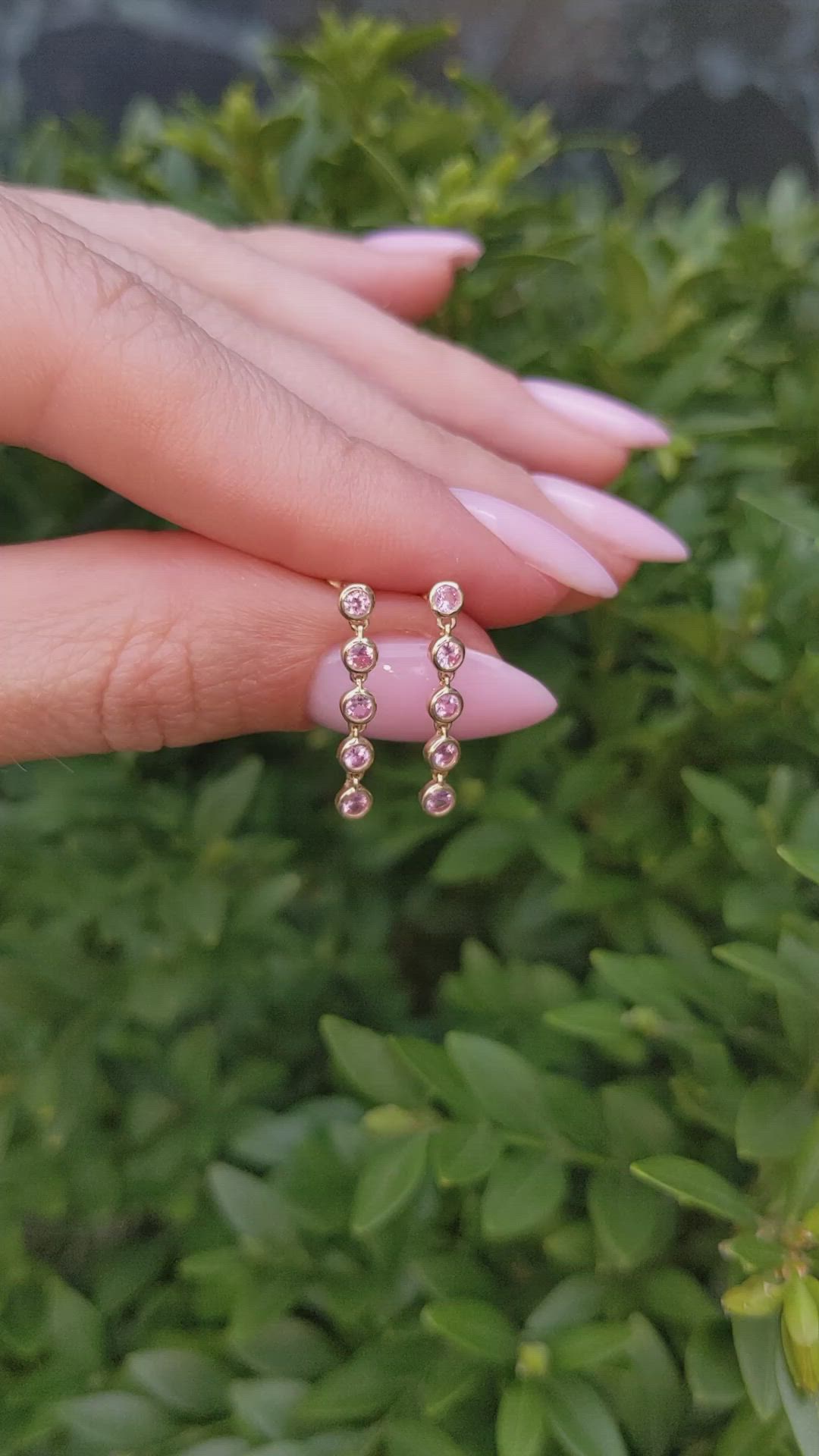 1.68&nbsp;Ct.Tw.Total Carat Weight Pink Sapphire Hoops Earrings, 14K Yellow Gold Size Video