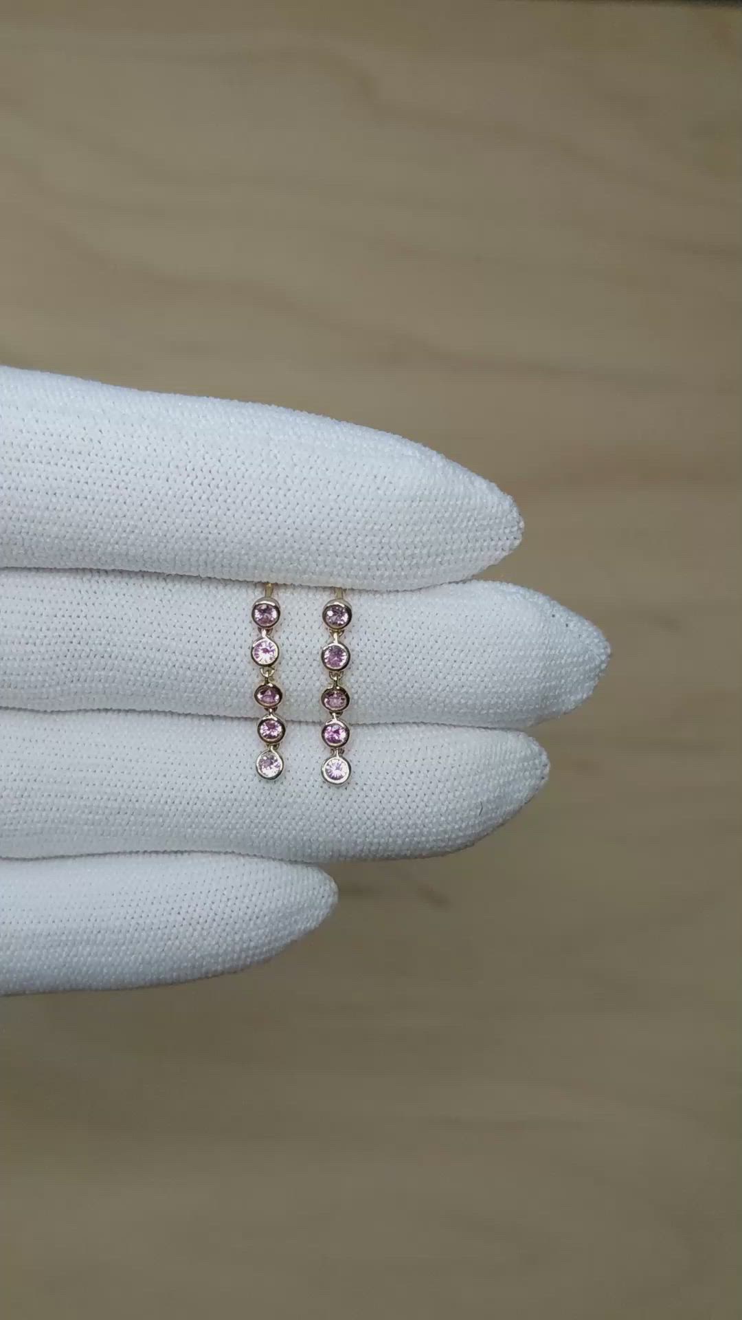 1.68&nbsp;Ct.Tw.Total Carat Weight Pink Sapphire Hoops Earrings, 14K Yellow Gold Size Video