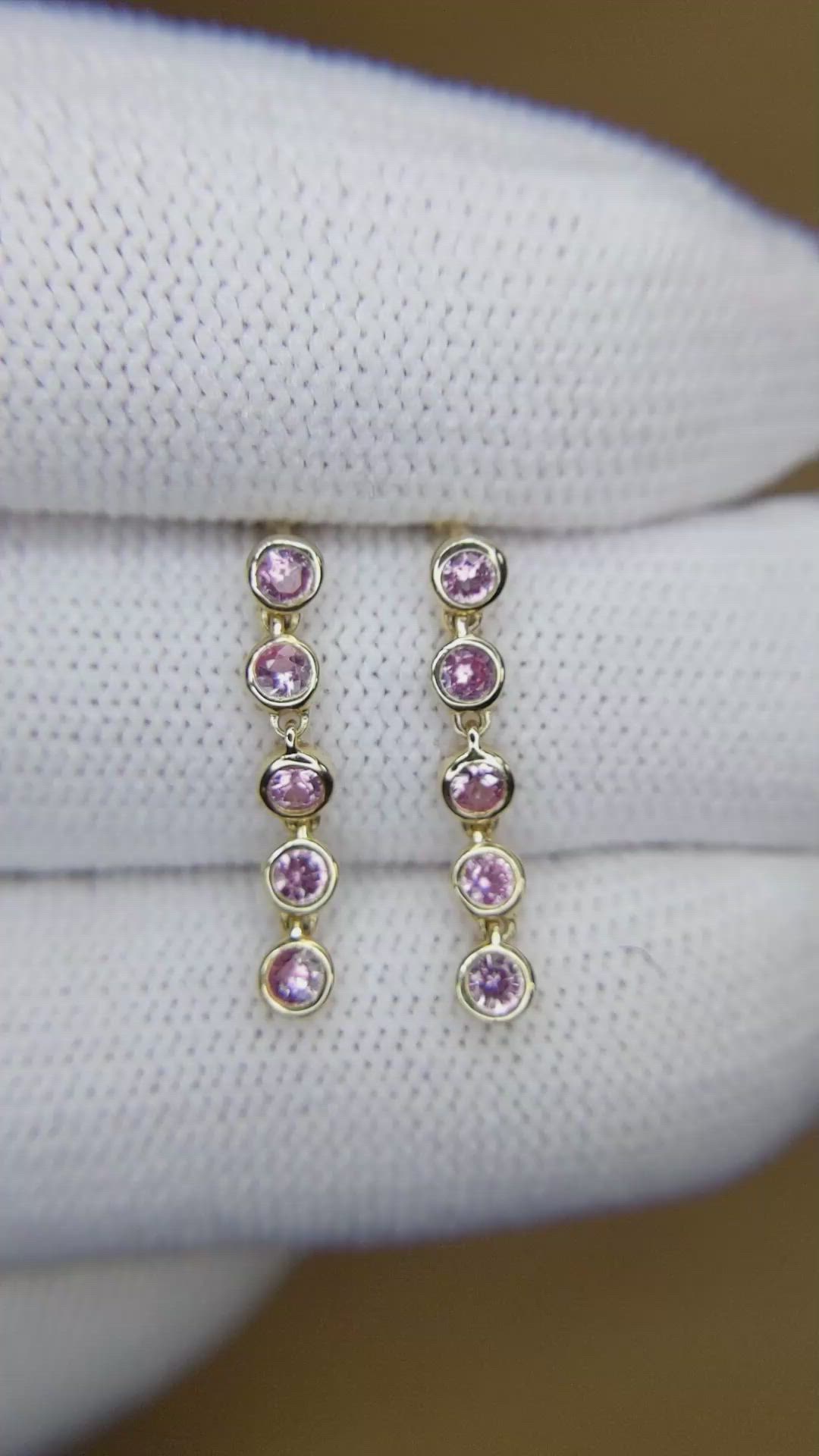 1.68&nbsp;Ct.Tw.Total Carat Weight Pink Sapphire Hoops Earrings, 14K Yellow Gold Size Video