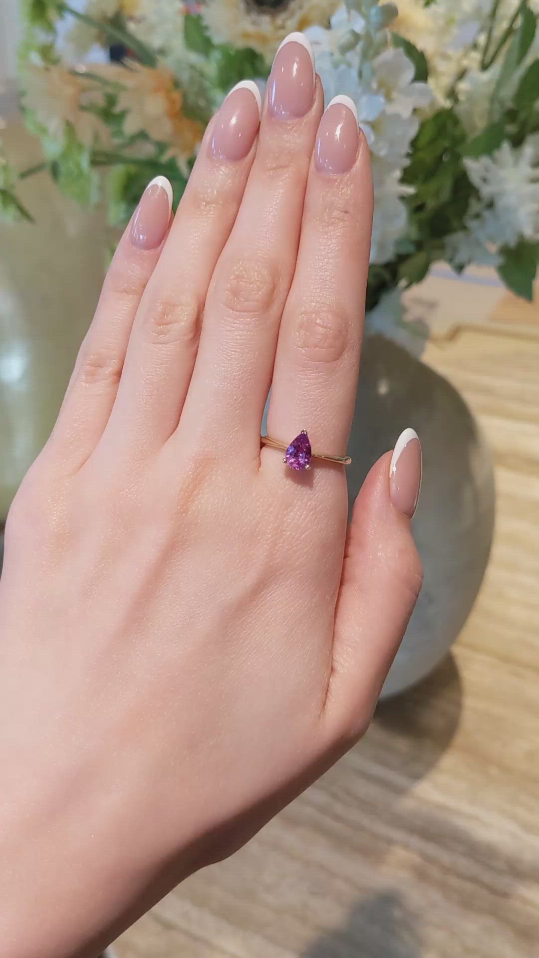 1.29 Ct. Purplish Pink Sapphire Solitaire Ring, 14K Yellow Gold Size Video