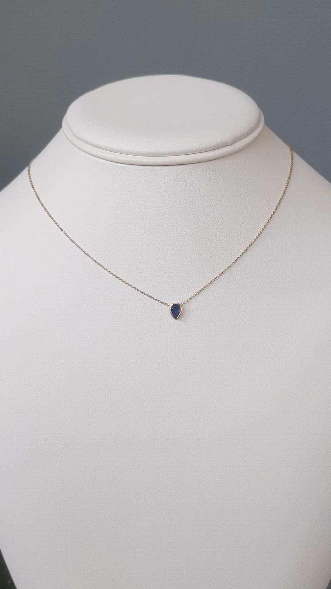 0.46 Ct. Blue Sapphire Bezel Necklace, 14K Yellow Gold Size Video