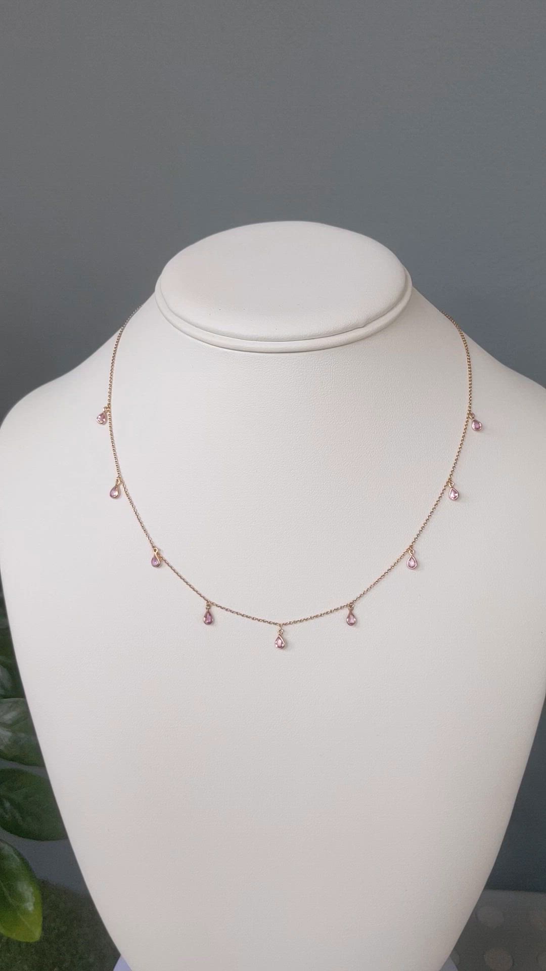 1.36 Ct. Pink Sapphire Bezel Necklace, 14K Yellow Gold Size Video