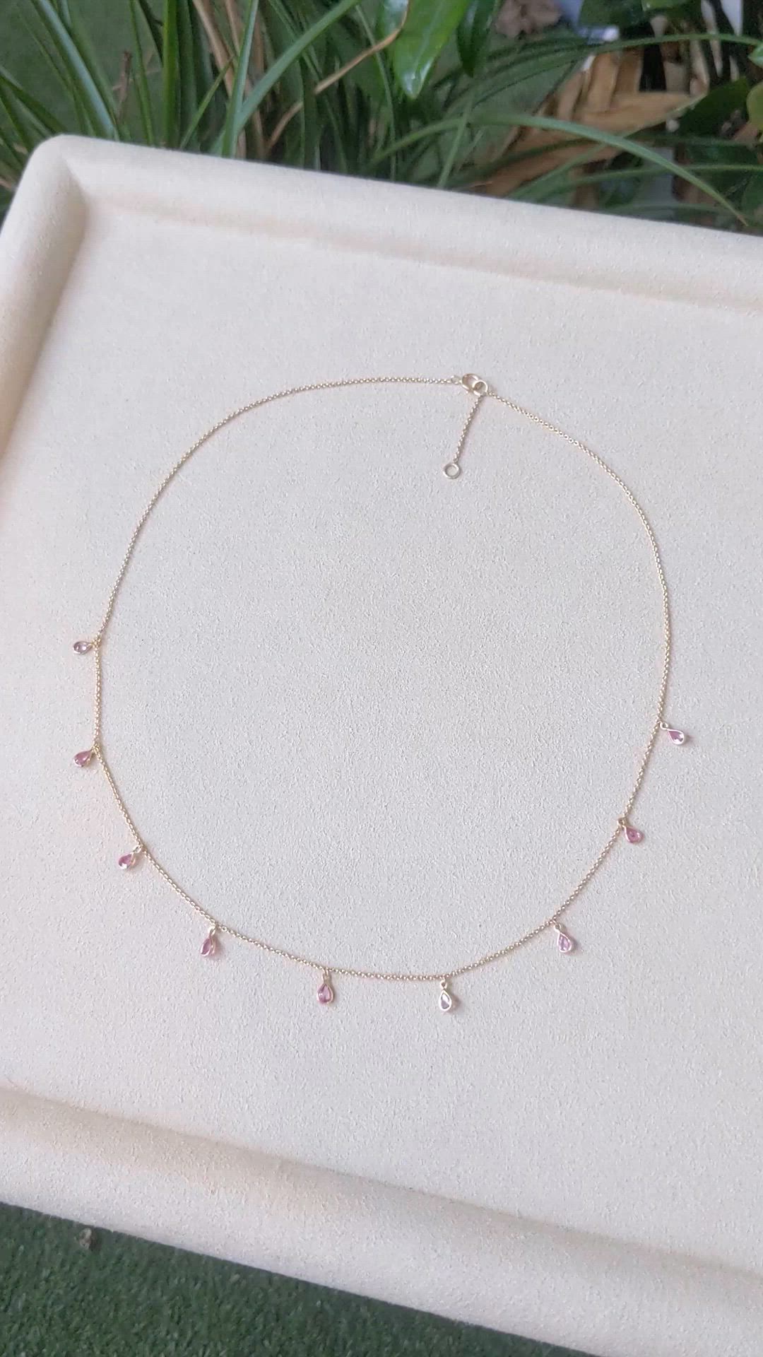 1.36 Ct. Pink Sapphire Bezel Necklace, 14K Yellow Gold Size Video