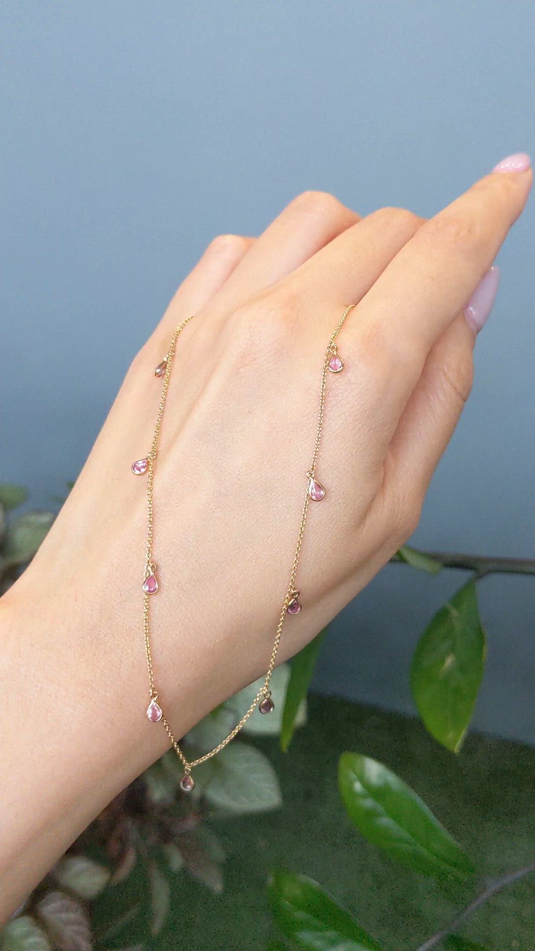 1.36 Ct. Pink Sapphire Bezel Necklace, 14K Yellow Gold Size Video
