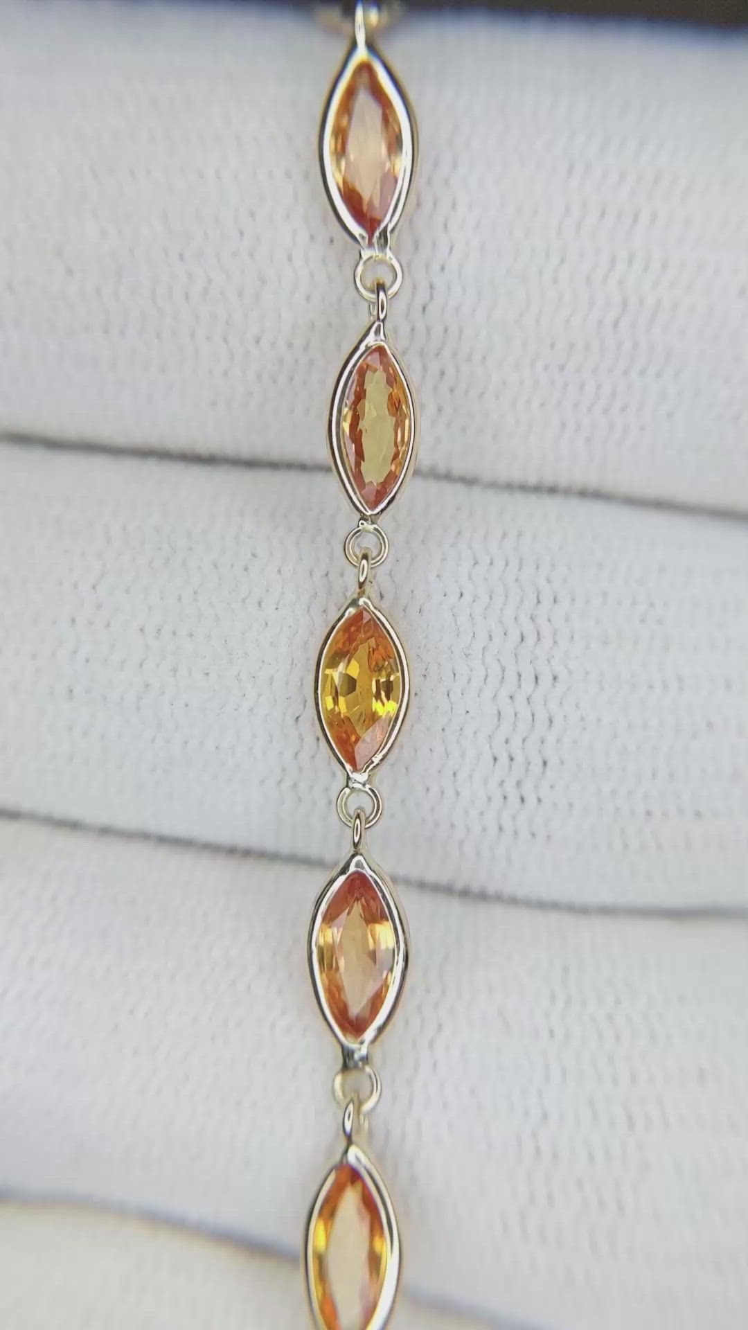 5.06 Ct.Tw.Total Carat Weight Orange Sapphire Bezel Bracelet, 14K Yellow Gold Size Video