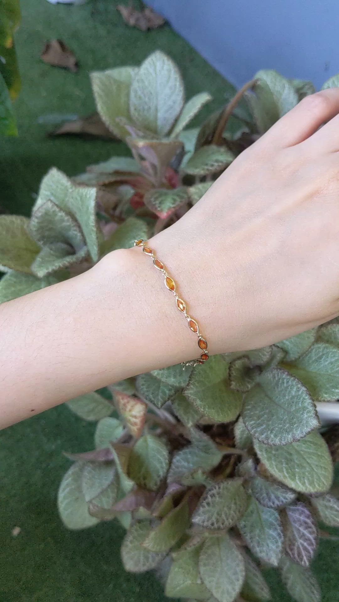 5.06 Ct.Tw.Total Carat Weight Orange Sapphire Bezel Bracelet, 14K Yellow Gold Size Video