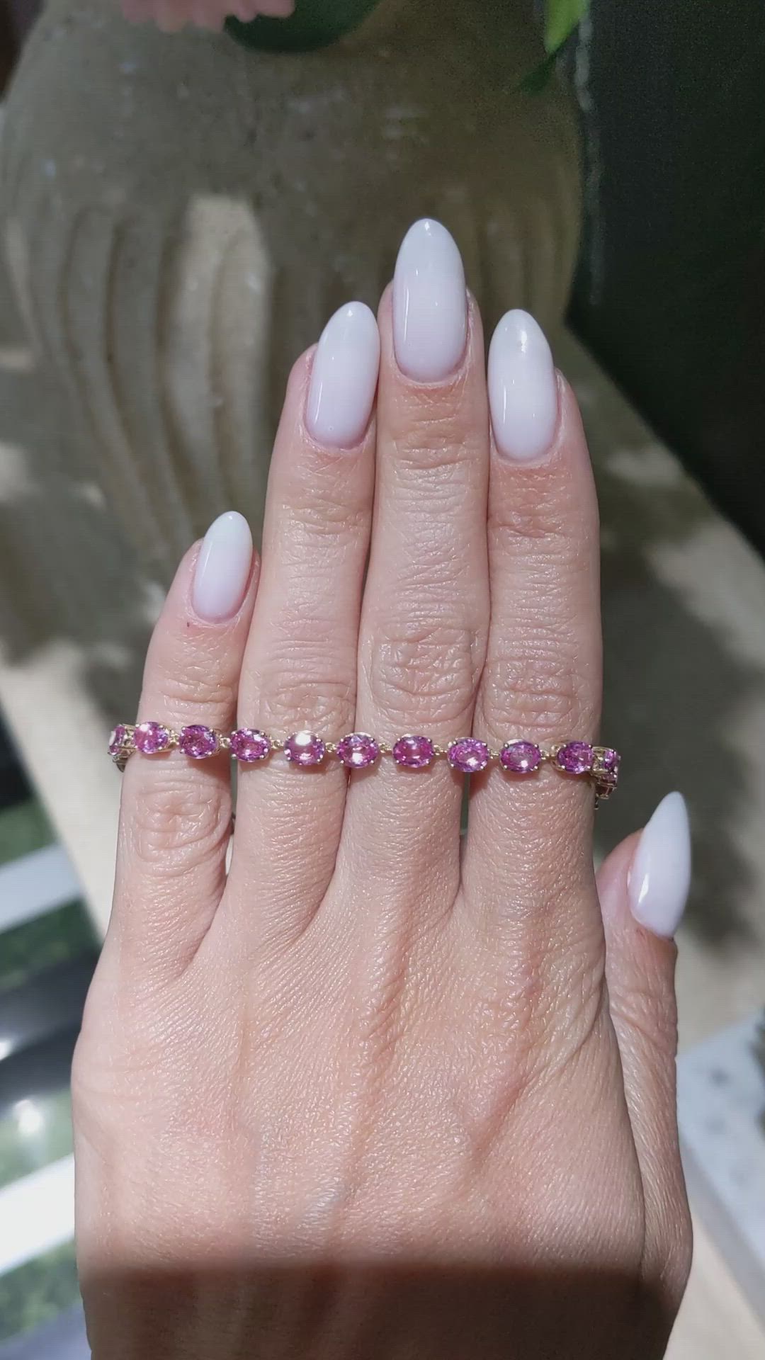 10.24&nbsp;Ct.Tw.Total Carat Weight Pink Sapphire Tennis/Line Bracelet, 14K Yellow Gold Size Video