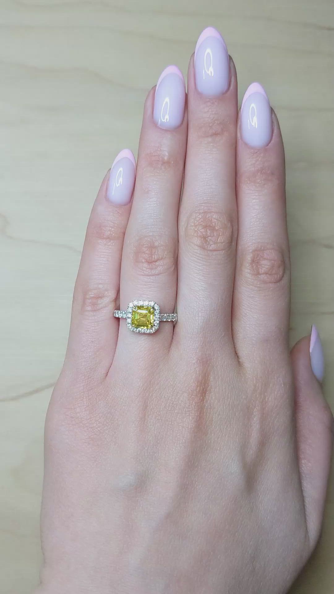 1.64 Ct. Yellow Sapphire and Natural Diamond Pave Ring, 18K White & Yellow Size Video