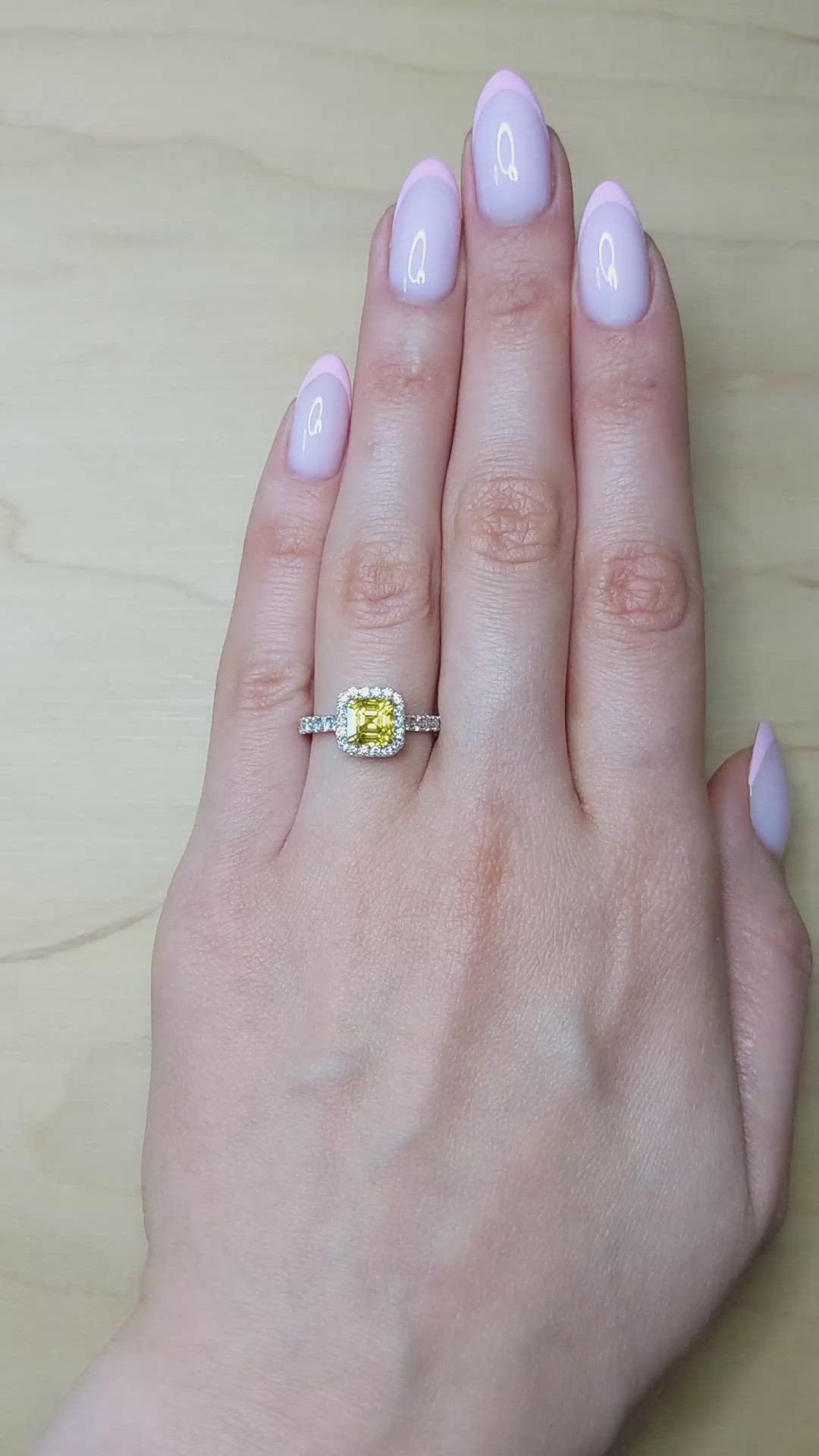 1.73 Ct. Yellow Sapphire and Natural Diamond Pave Ring, 18K White & Yellow Size Video