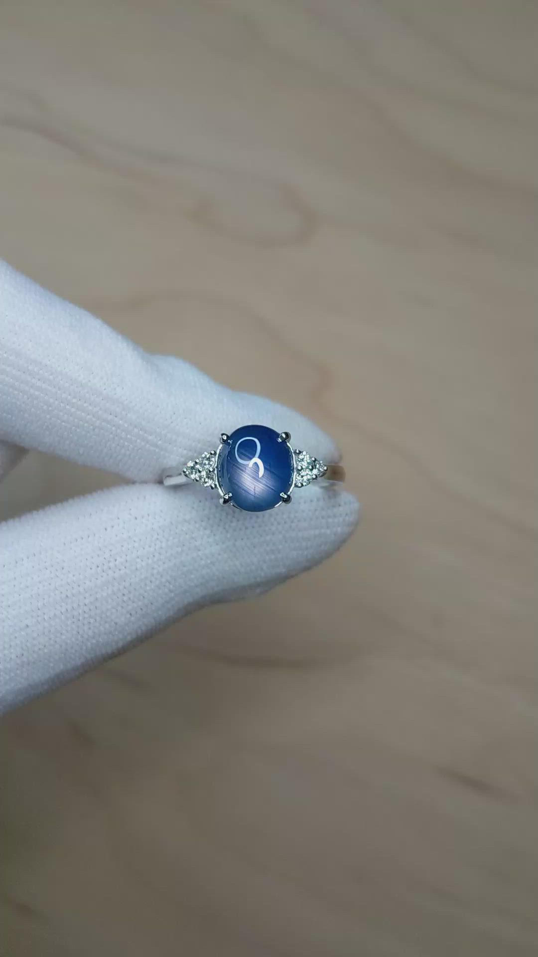 4.30 Ct. Blue Sapphire and Natural Diamond Multi Stone Ring, 14K White Gold Size Video