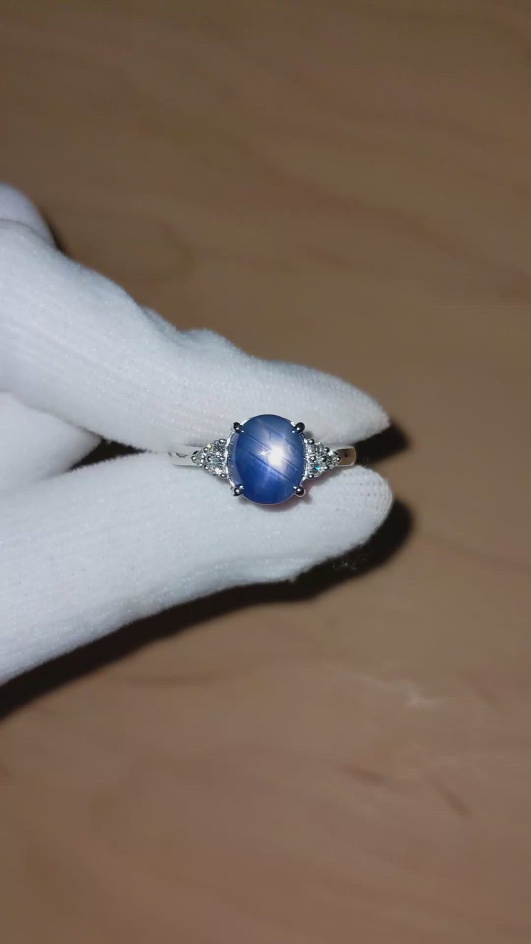 4.30 Ct. Blue Sapphire and Natural Diamond Multi Stone Ring, 14K White Gold Size Video