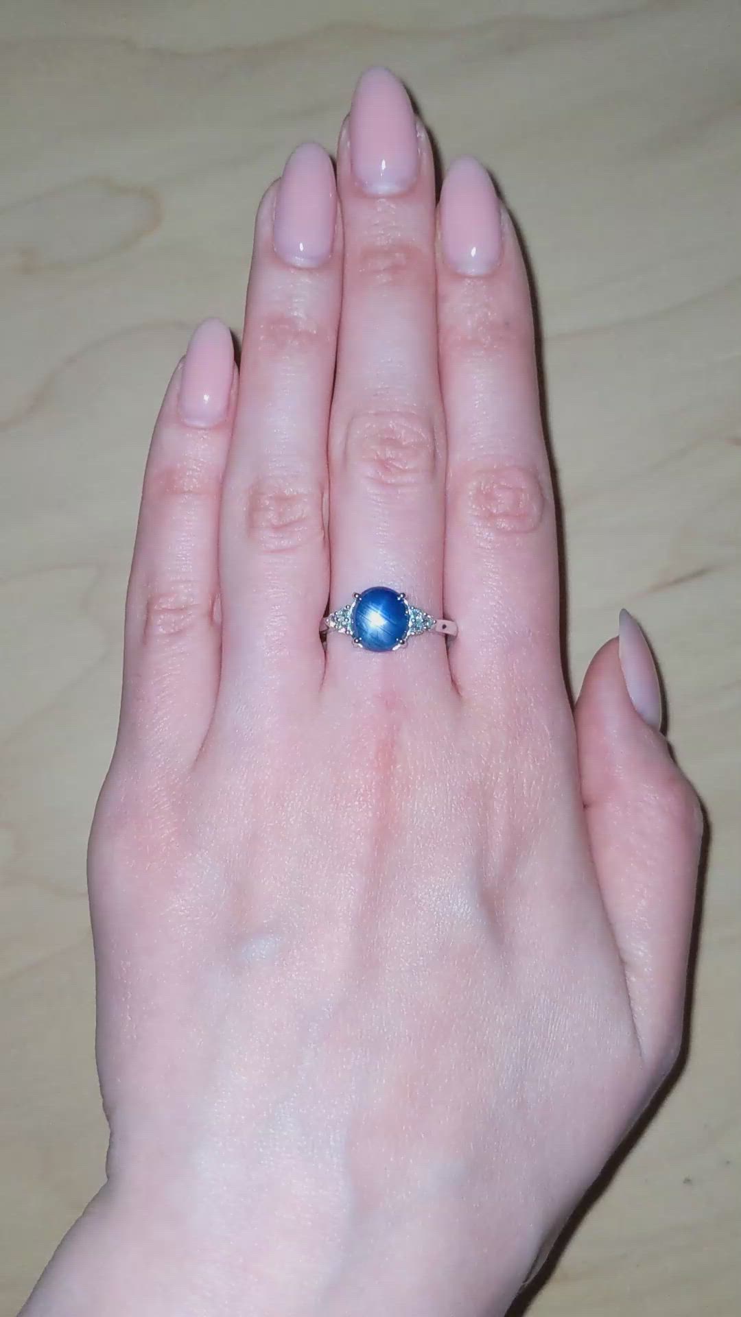4.30 Ct. Blue Sapphire and Natural Diamond Multi Stone Ring, 14K White Gold Size Video