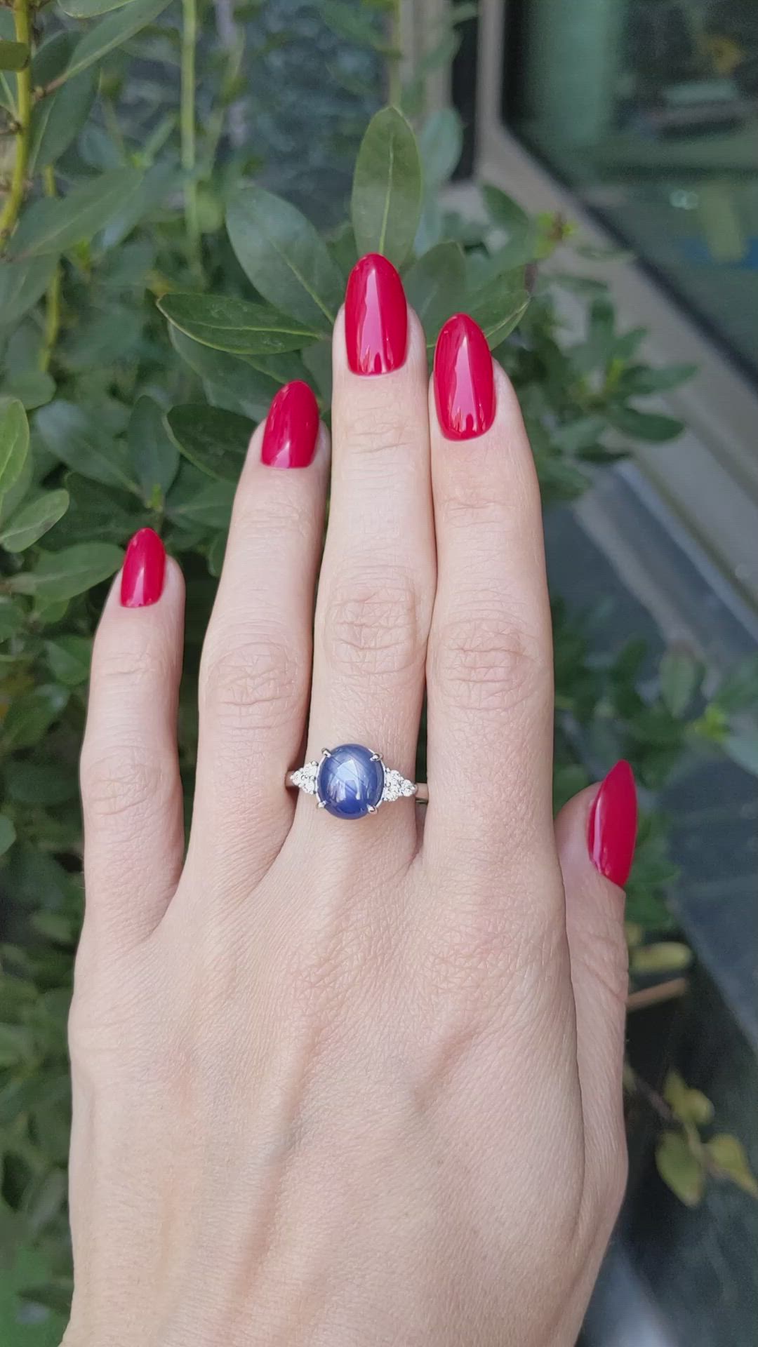4.30 Ct. Blue Sapphire and Natural Diamond Multi Stone Ring, 14K White Gold Size Video