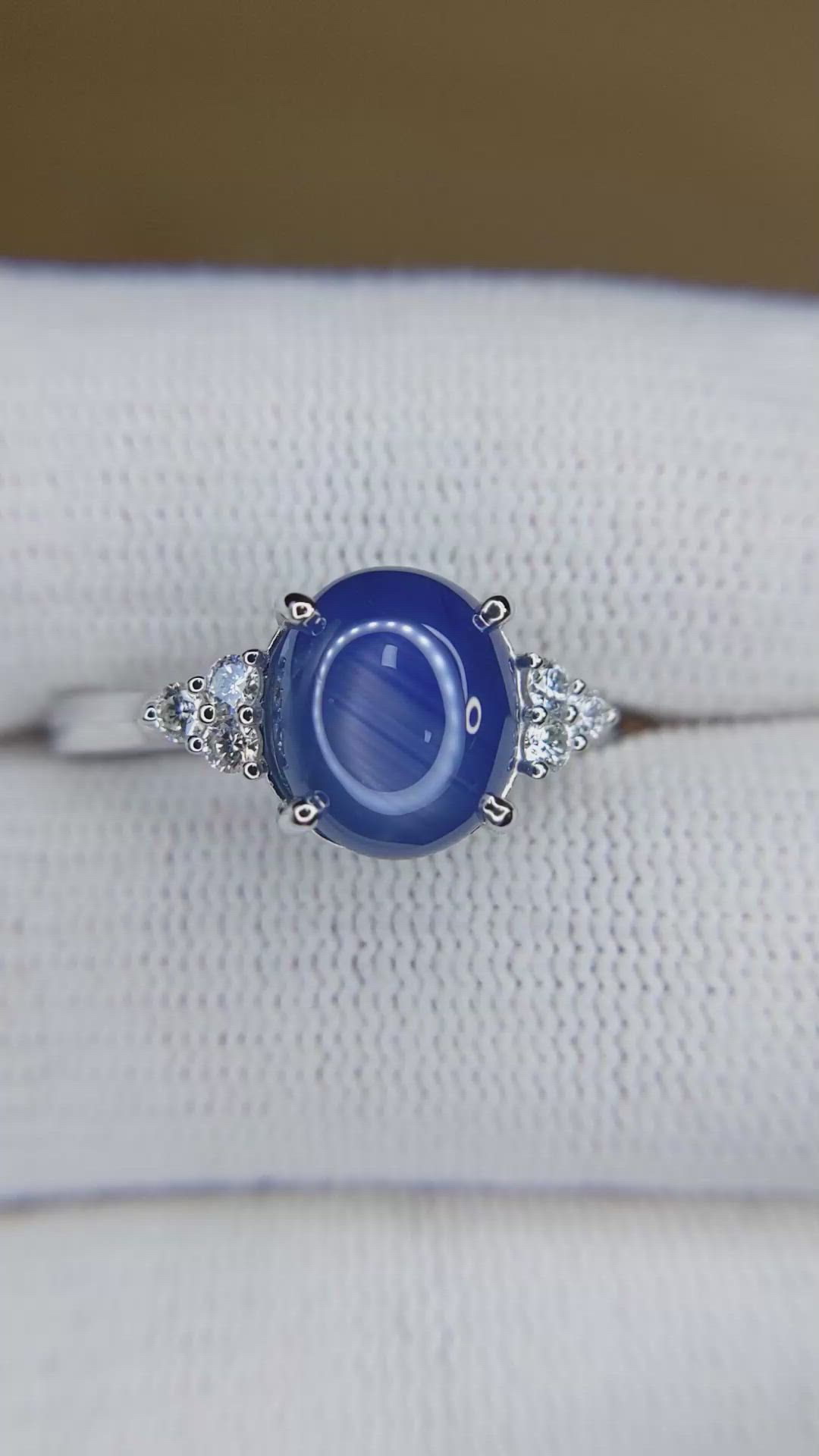 4.30 Ct. Blue Sapphire and Natural Diamond Multi Stone Ring, 14K White Gold Size Video