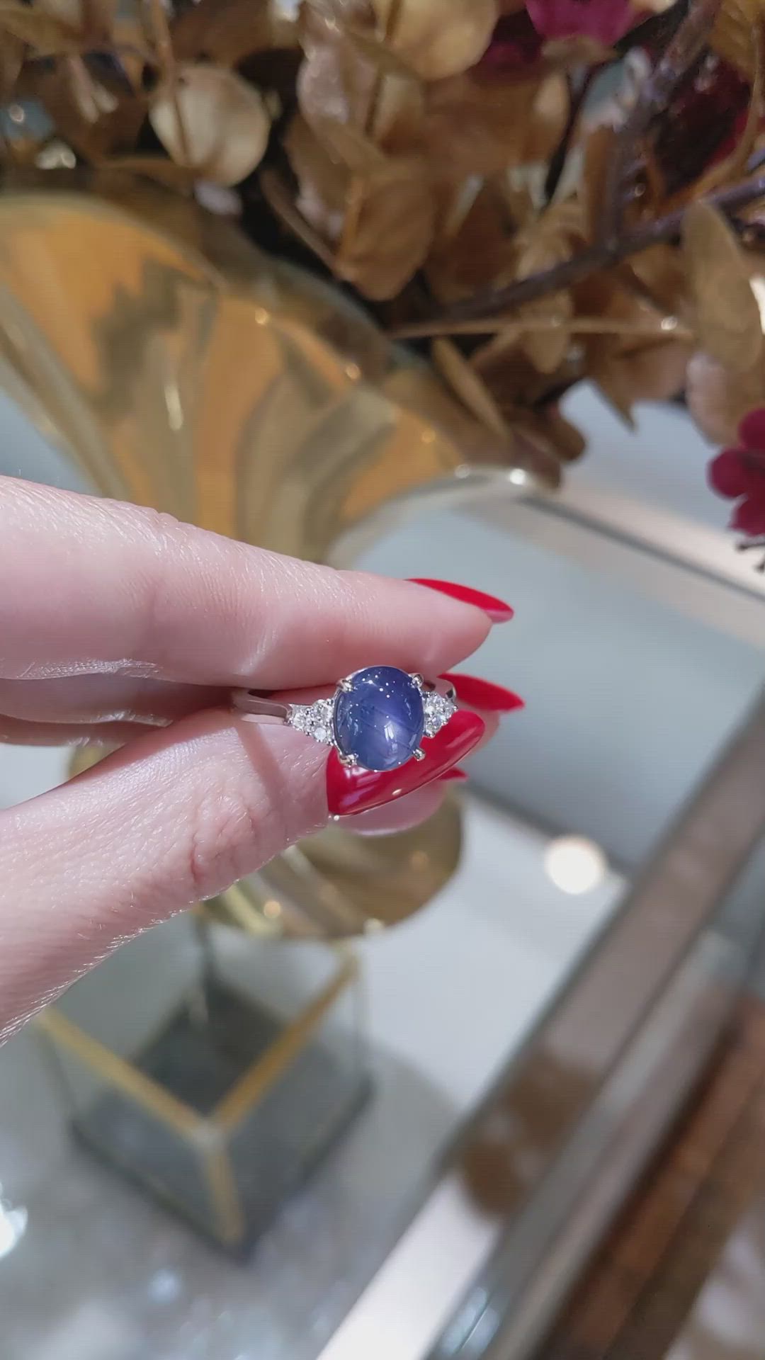 4.30 Ct. Blue Sapphire and Natural Diamond Multi Stone Ring, 14K White Gold Size Video