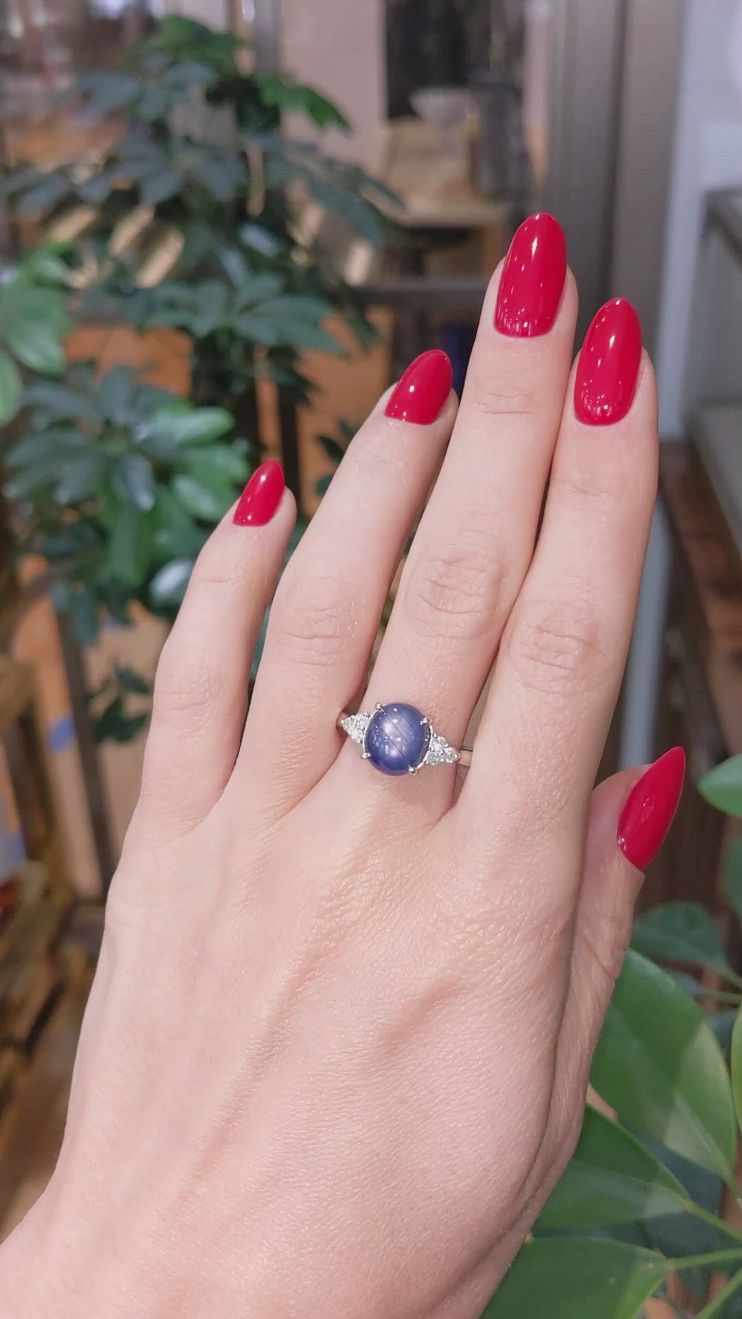 4.30 Ct. Blue Sapphire and Natural Diamond Multi Stone Ring, 14K White Gold Size Video