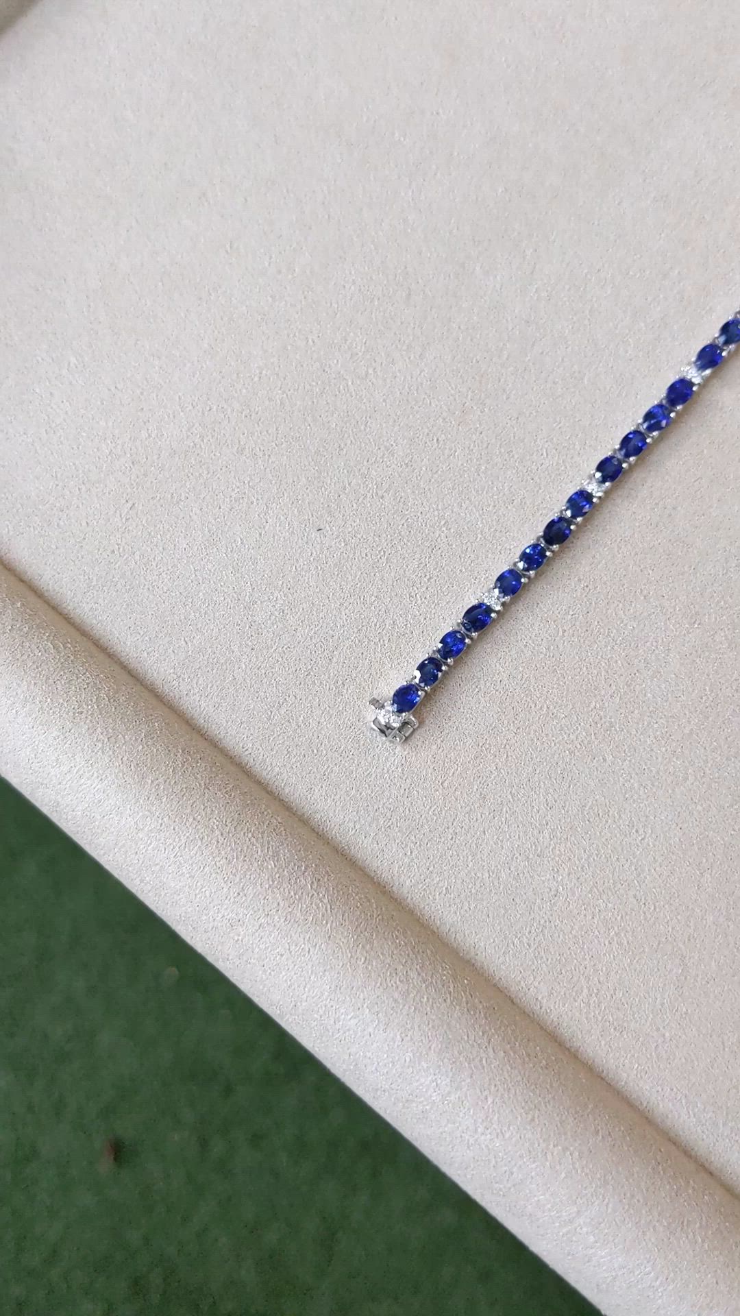 36.00 Ct.Tw.Total Carat Weight Blue Sapphire and Natural Diamond Tennis/Line Bracelet, 14K White Gold Size Video