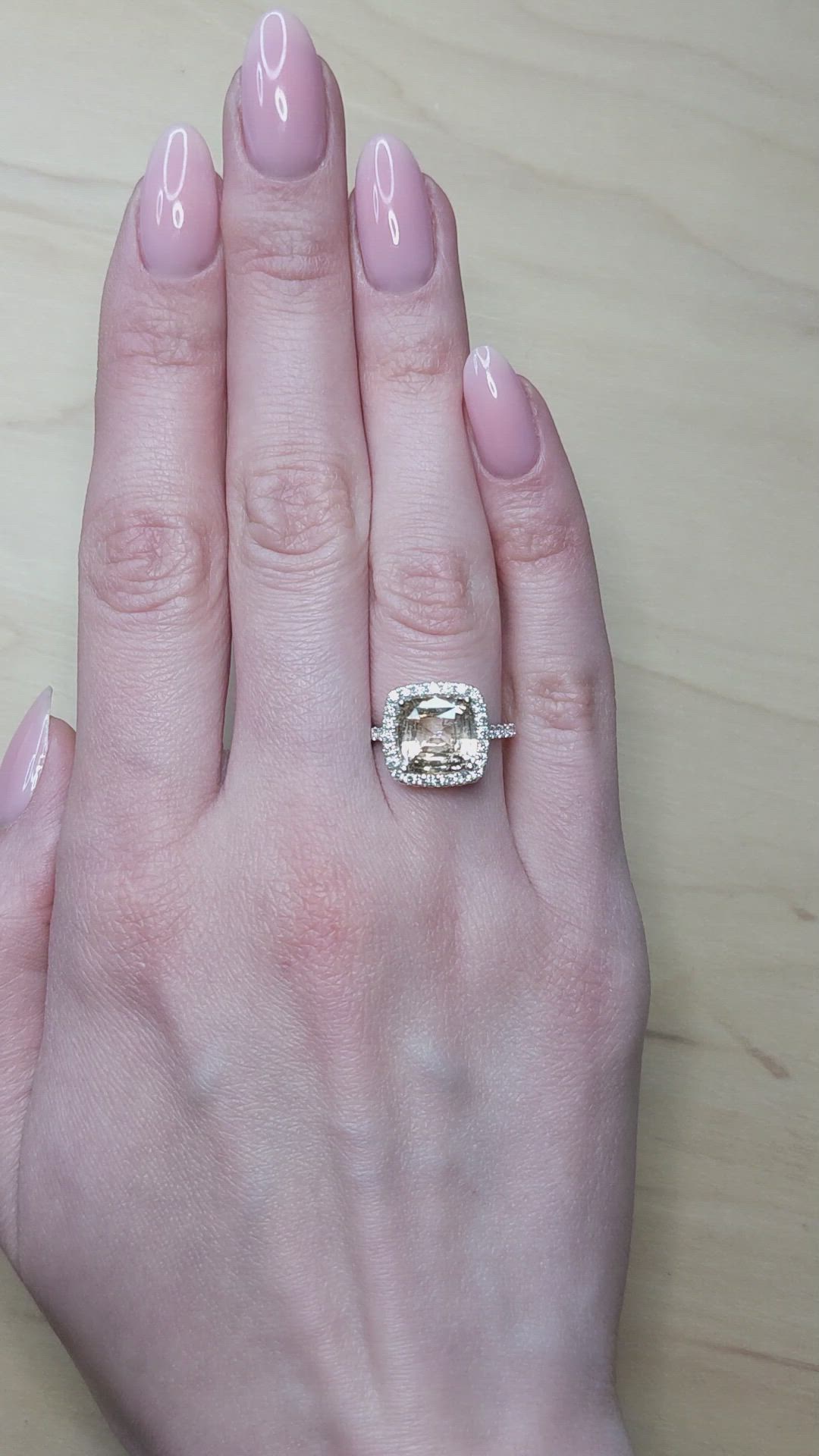 4.18 Ct. Padparadscha Sapphire and Natural Diamond Pave Ring, 18K White Gold Size Video