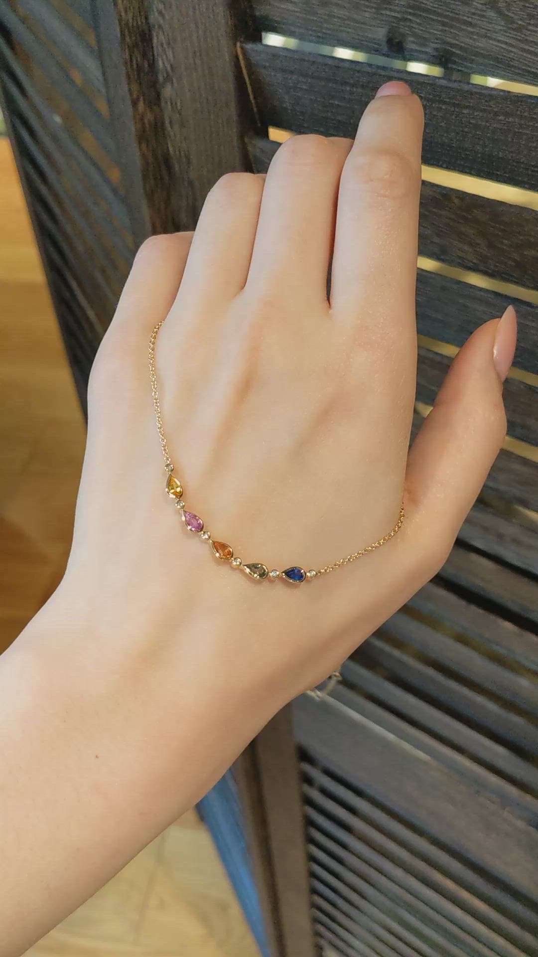 1.64 Ct. Multi Color Sapphire and Natural Diamond Bezel Necklace, 14K Yellow Gold Size Video