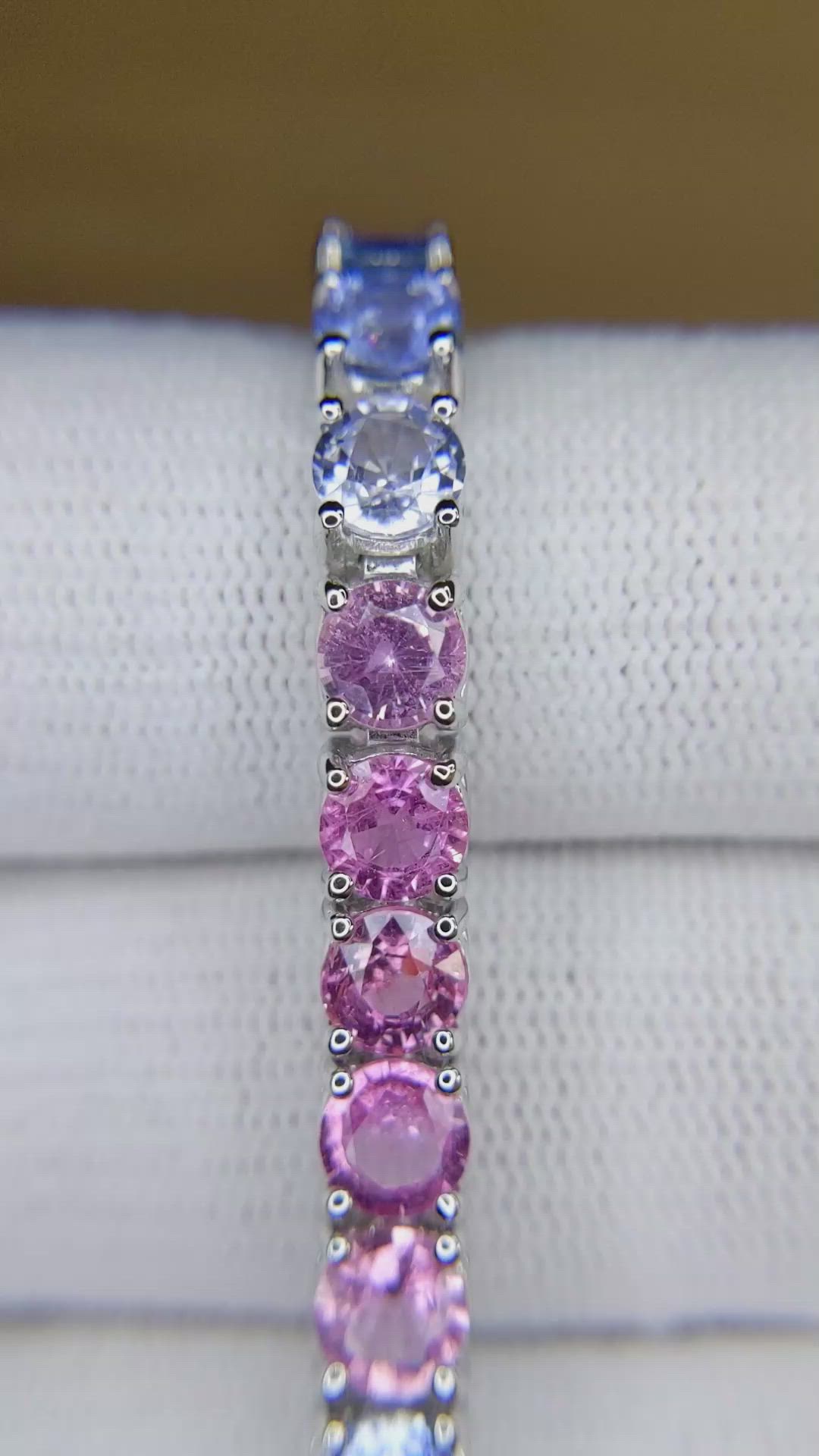 19.27 Ct.Tw.Total Carat Weight Multi Color Sapphire Tennis/Line Bracelet, 14K White Gold Size Video