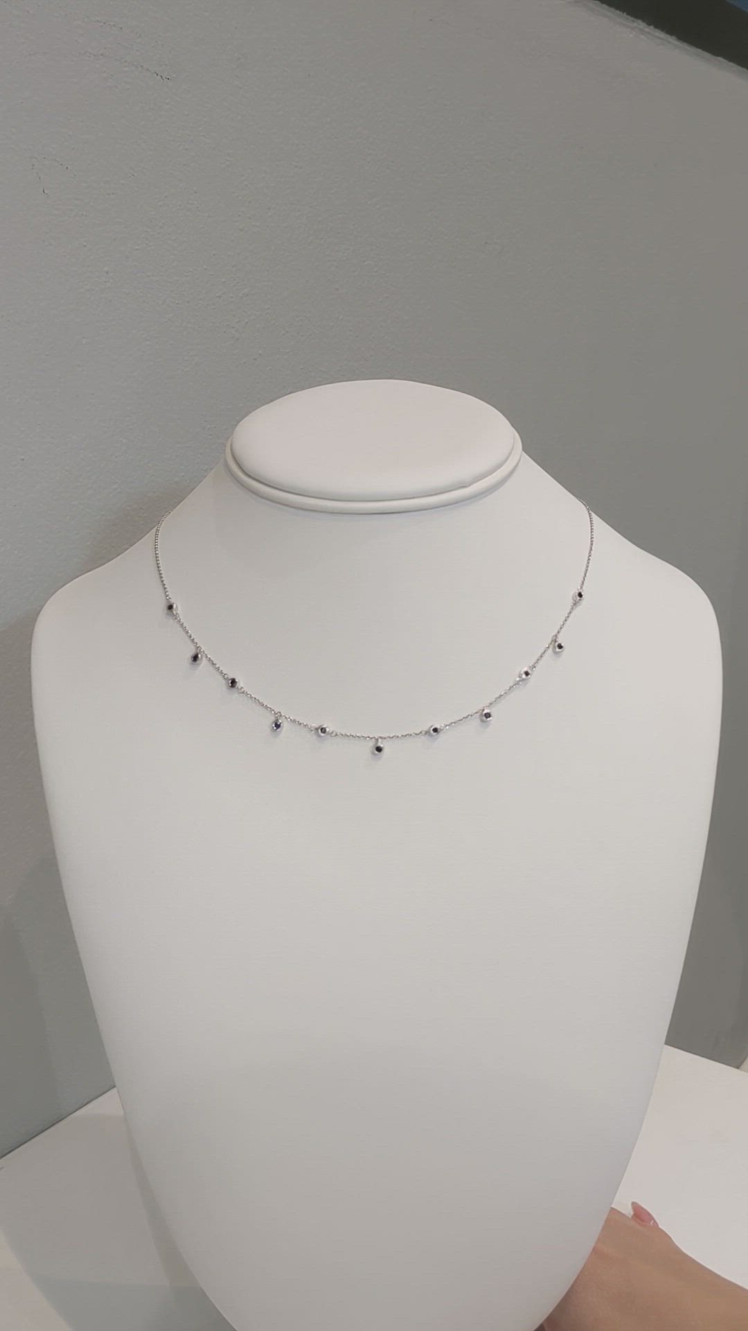0.40 Ct. Blue Sapphire Bezel Necklace, 14K White Gold Size Video