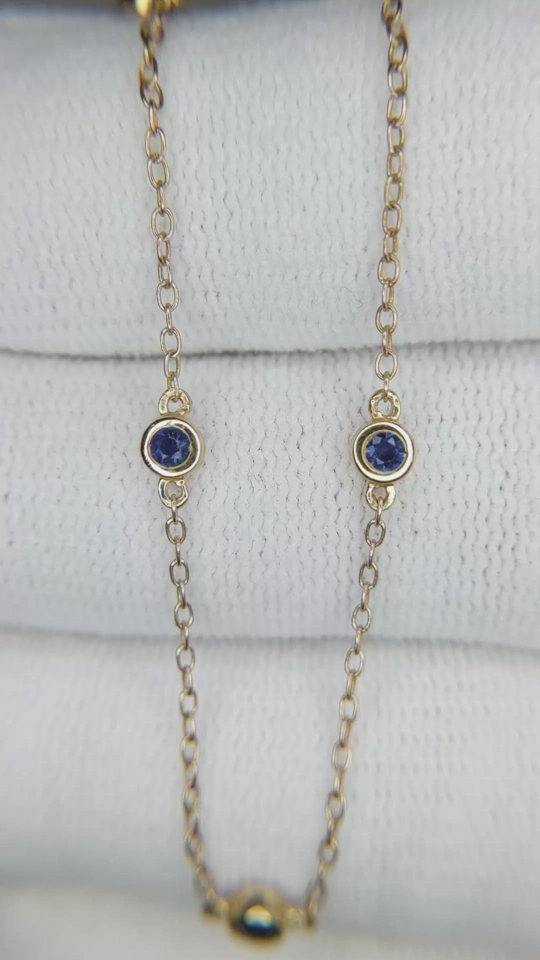 0.60 Ct. Blue Sapphire Bezel Necklace, 14K Yellow Gold Size Video