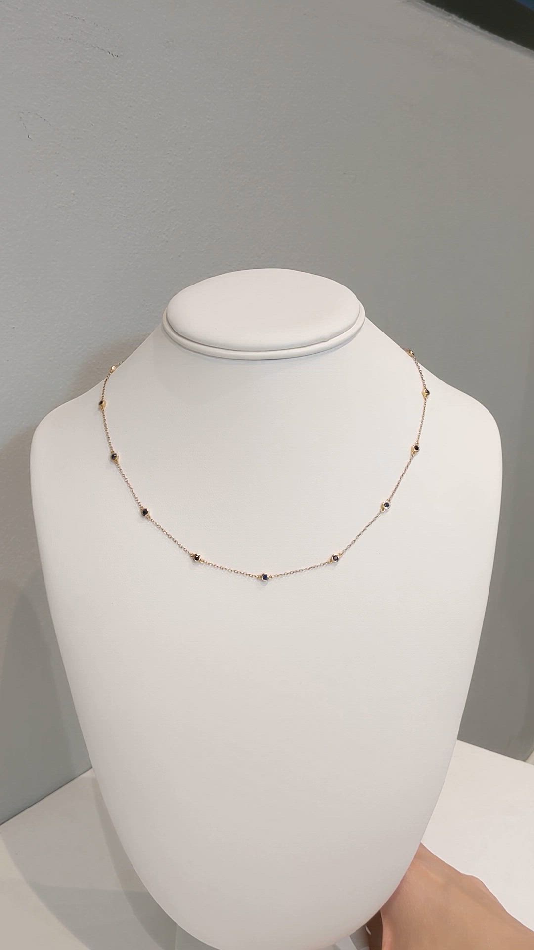 0.60 Ct. Blue Sapphire Bezel Necklace, 14K Yellow Gold Size Video