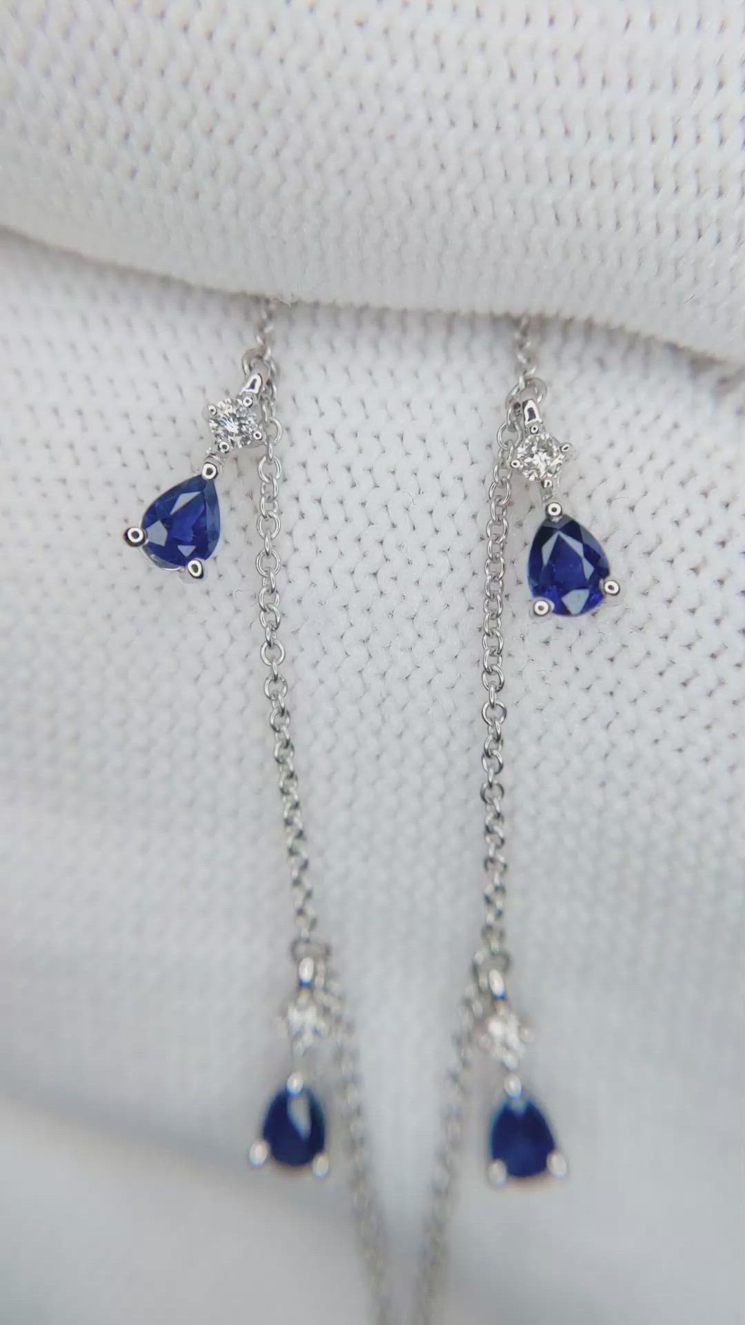 1.35 Ct. Blue Sapphire and Natural Diamond Accent Stones Necklace, 14K White Gold Size Video