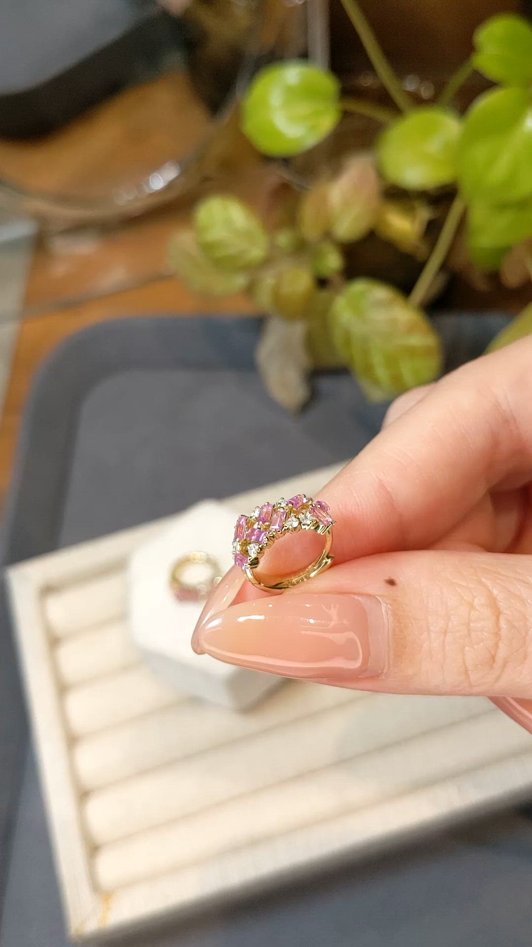 1.36 Ct.Tw.Total Carat Weight Pink Sapphire and Natural Diamond Hoops Earrings, 14K Yellow Gold Size Video