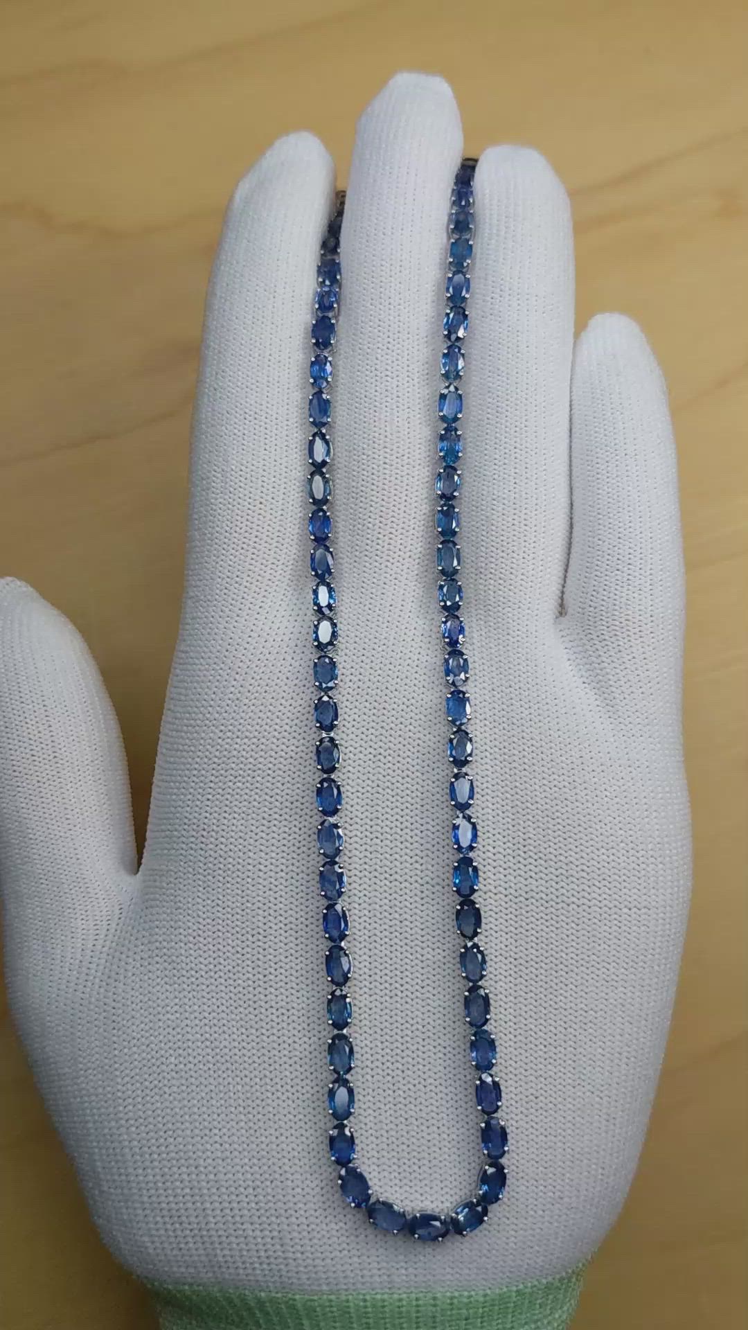 20.99 Ct. Blue Sapphire Accent Stones Necklace, 14K White Gold Size Video