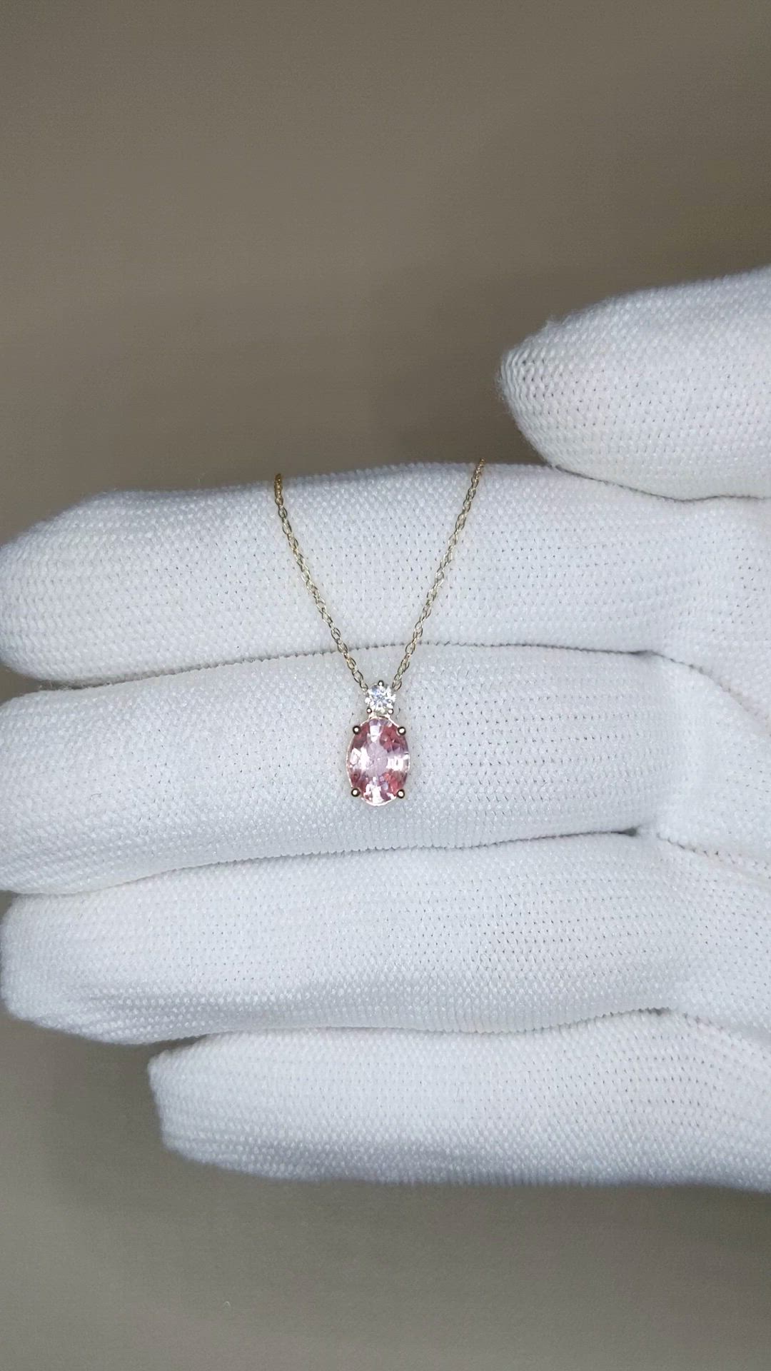 0.96 Ct. Pink Sapphire and Natural Diamond Multi Stone Necklace, 14K Yellow Gold Size Video