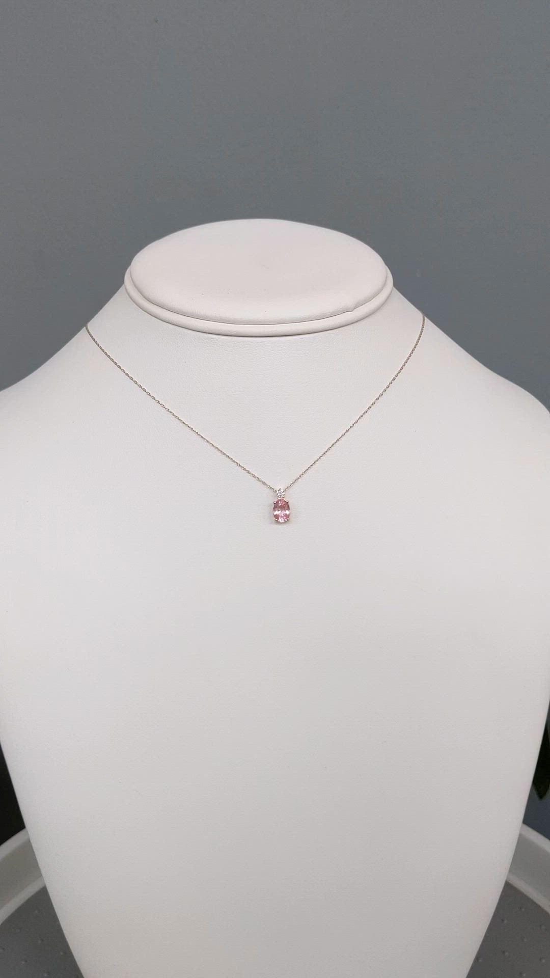 0.96 Ct. Pink Sapphire and Natural Diamond Multi Stone Necklace, 14K Yellow Gold Size Video
