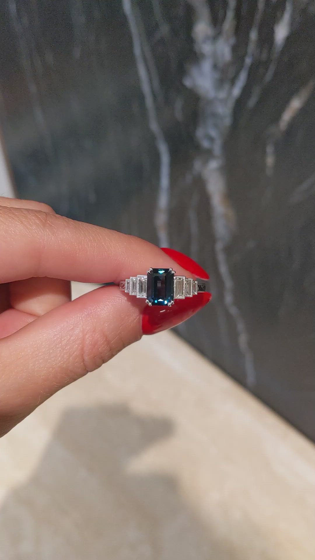 2.57 Ct. Blue Sapphire and Natural Diamond Antique Style Ring, Platinum 950 Size Video