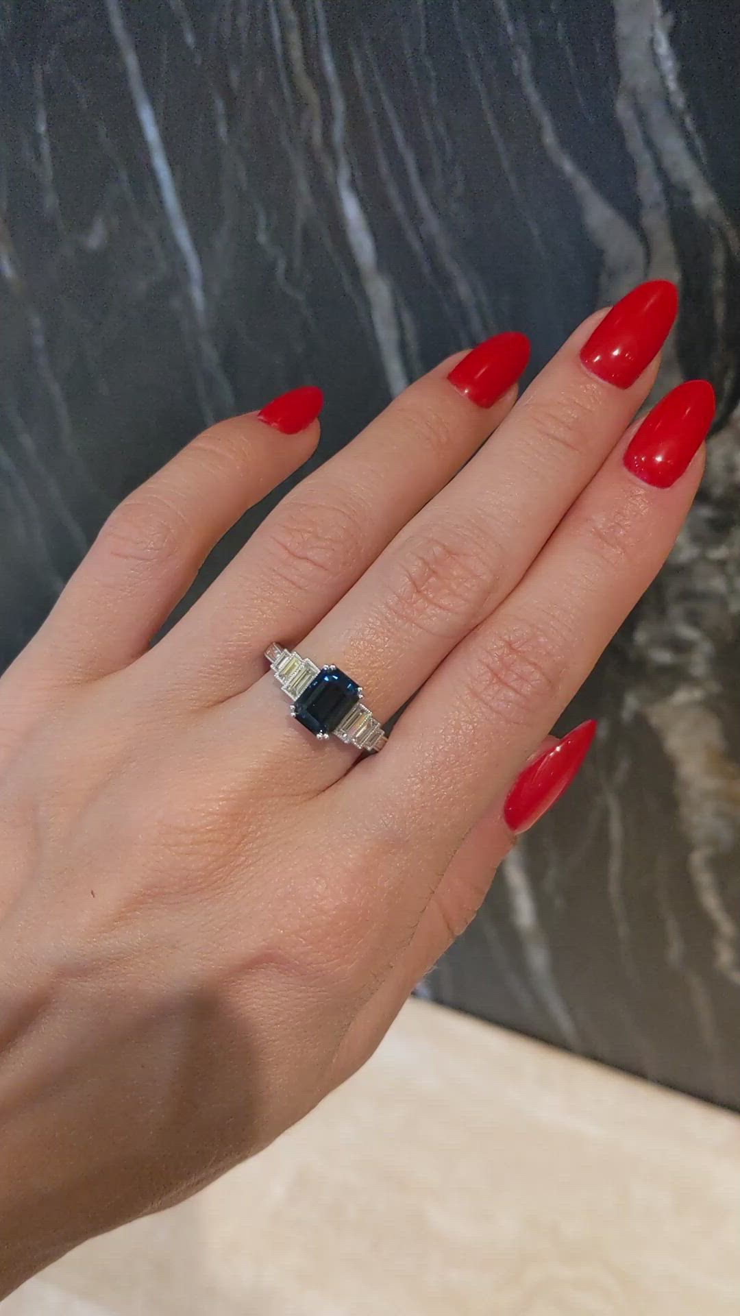 2.57 Ct. Blue Sapphire and Natural Diamond Antique Style Ring, Platinum 950 Size Video